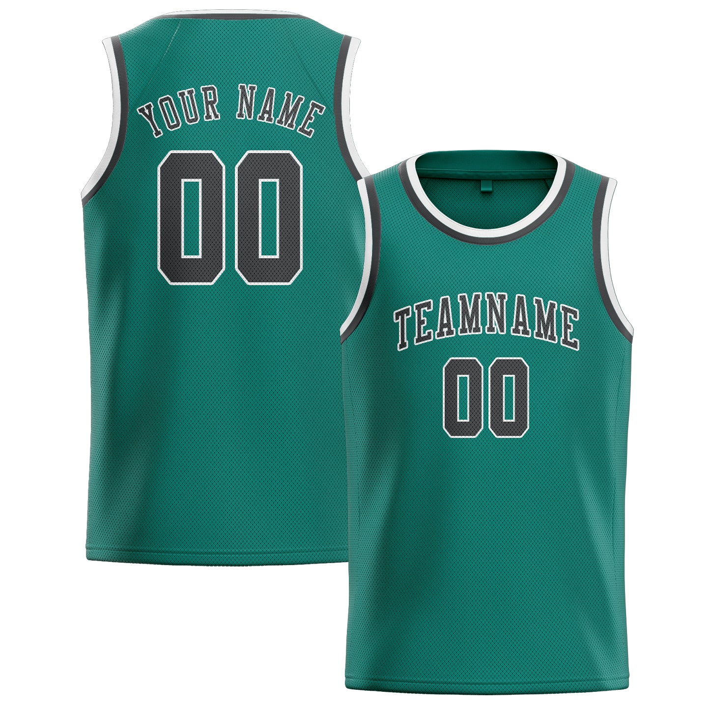 Benutzerdefiniertes Professionelles Blaugrün Dunkelgrau Basketballtrikot