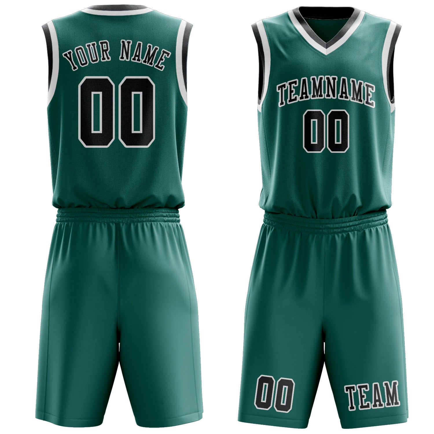 Benutzerdefiniertes Professionelles Blaugrün Dunkelgrau Basketballtrikot-Set