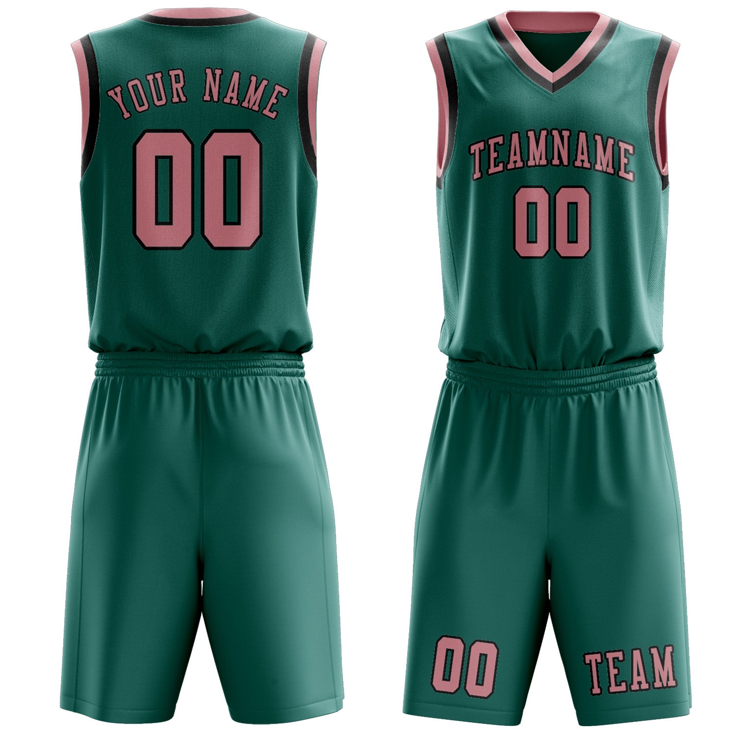 Benutzerdefiniertes Professionelles Blaugrün Rosa Basketballtrikot-Set