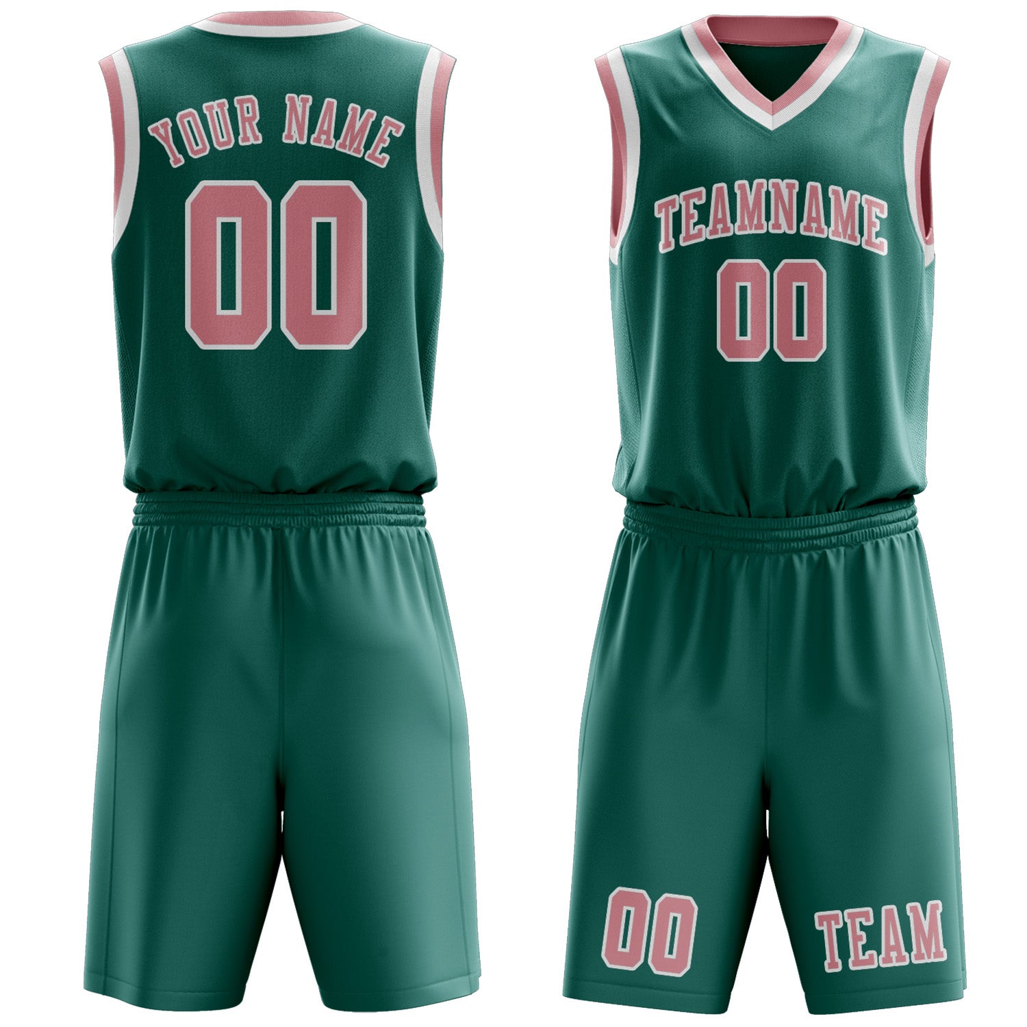 Benutzerdefiniertes Professionelles Blaugrün Rosa Basketballtrikot-Set