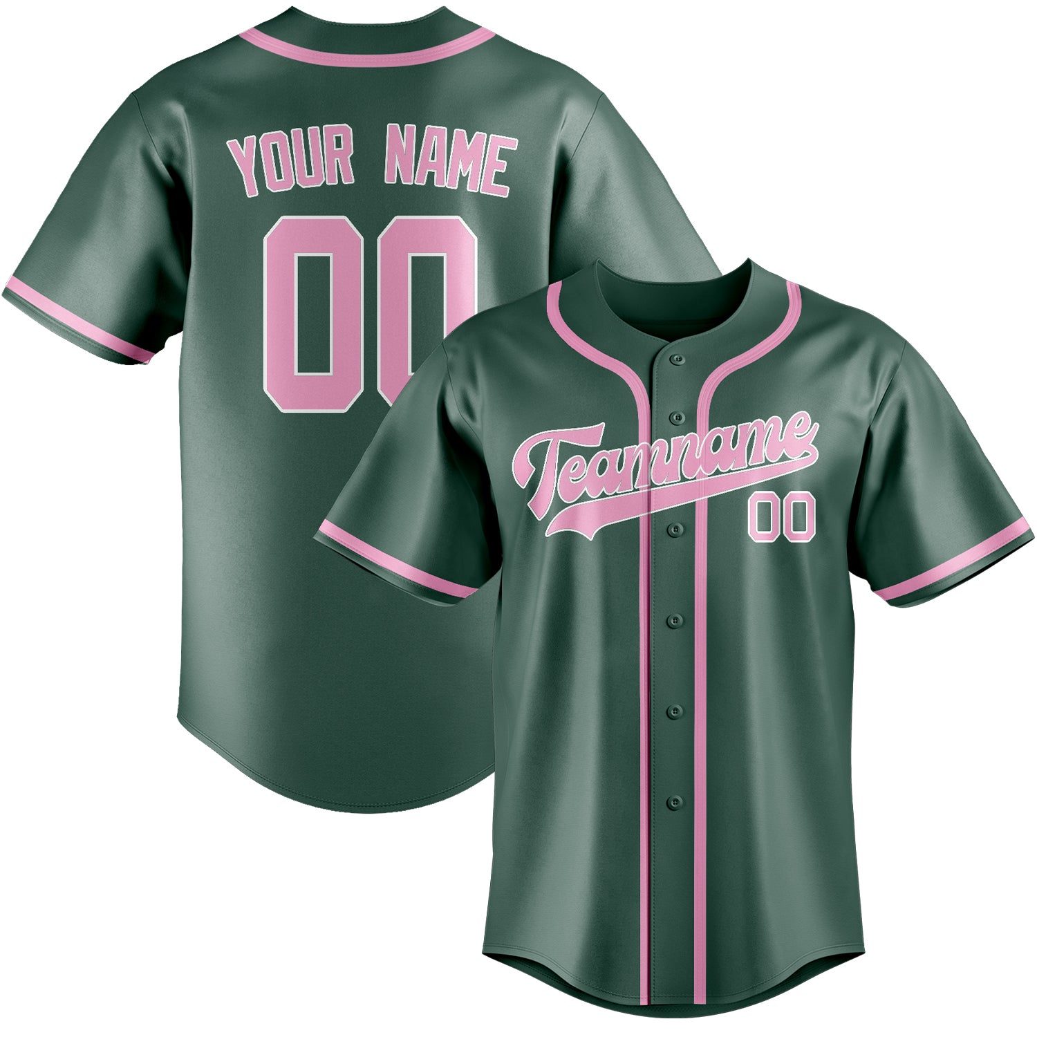 Benutzerdefiniertes Professionelles Blaugrün Rosa Baseballtrikot
