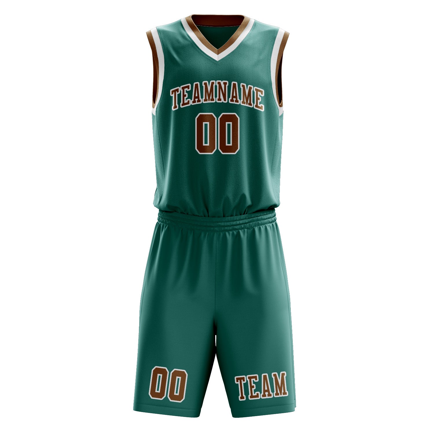 Benutzerdefiniertes Professionelles Blaugrün Khaki Basketballtrikot-Set