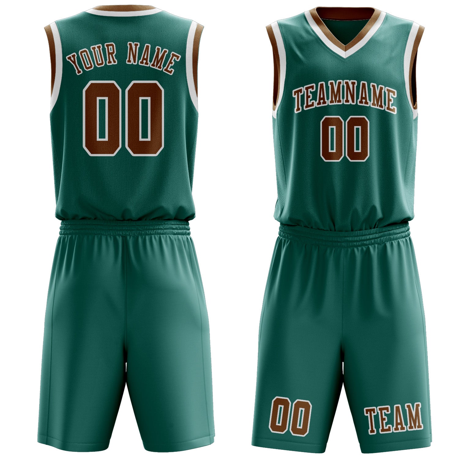 Benutzerdefiniertes Professionelles Blaugrün Khaki Basketballtrikot-Set
