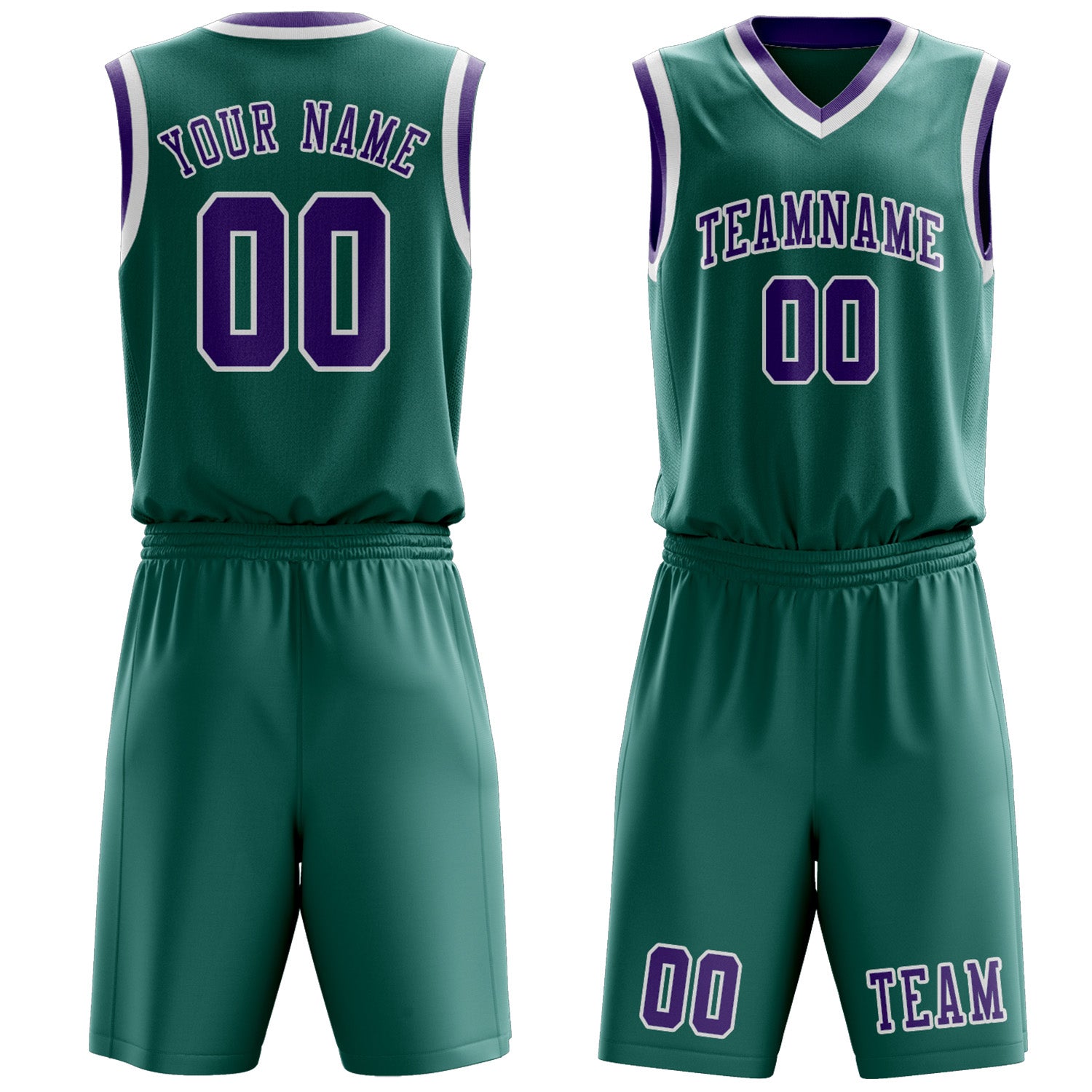 Benutzerdefiniertes Professionelles Blaugrün Lavendel Basketballtrikot-Set