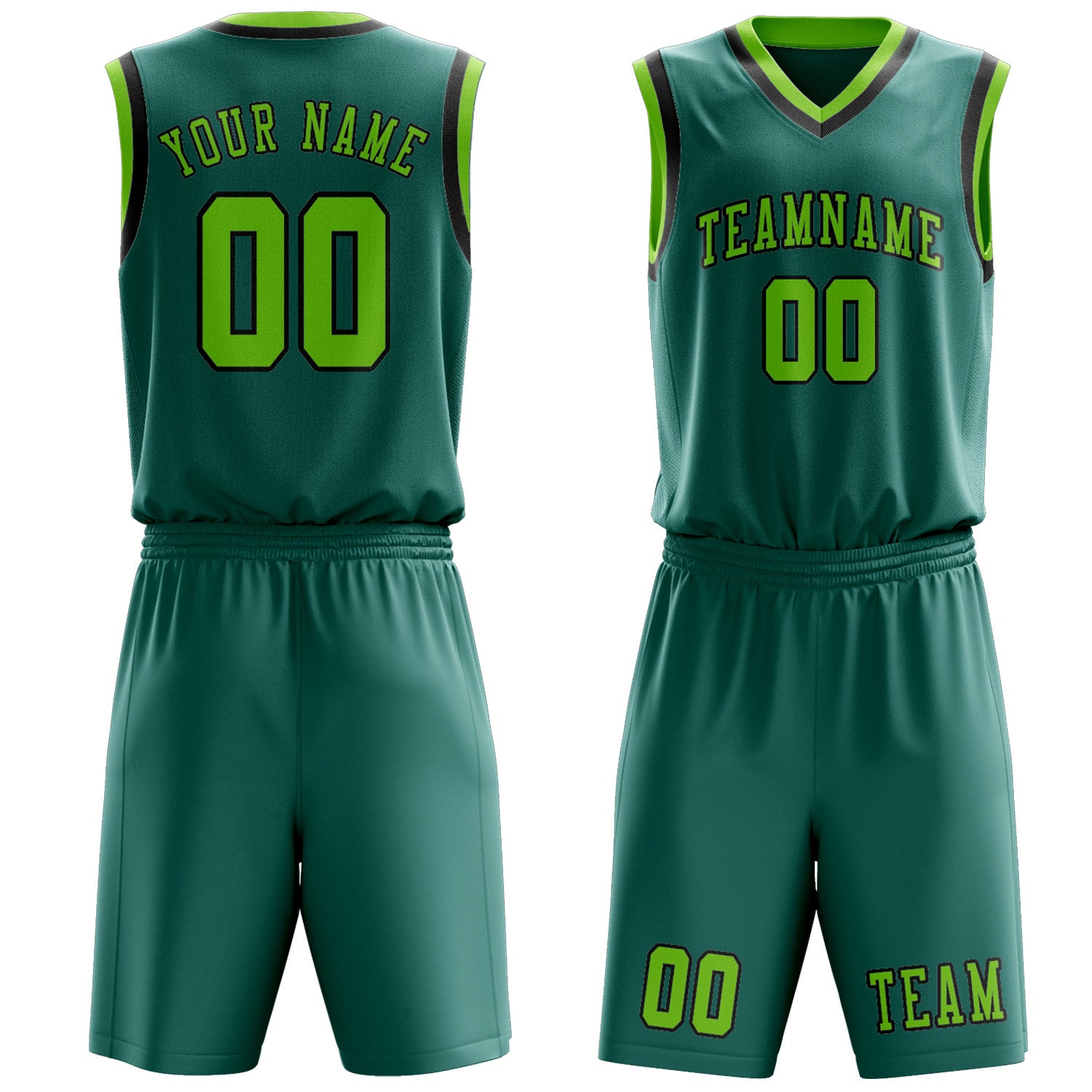 Benutzerdefiniertes Professionelles Blaugrün Smaragdgrün Basketballtrikot-Set
