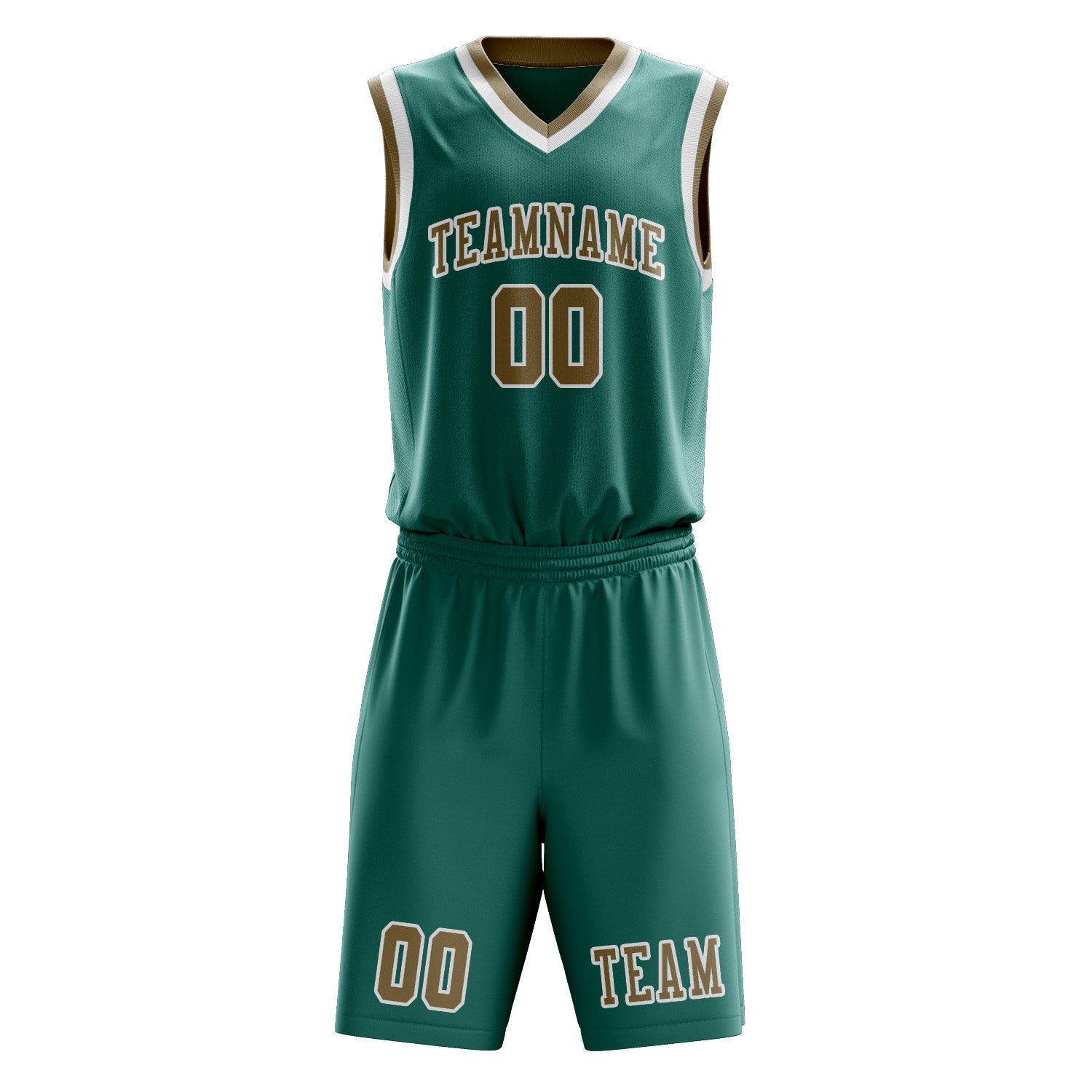 Benutzerdefiniertes Professionelles Blaugrün Hellkhaki Basketballtrikot-Set