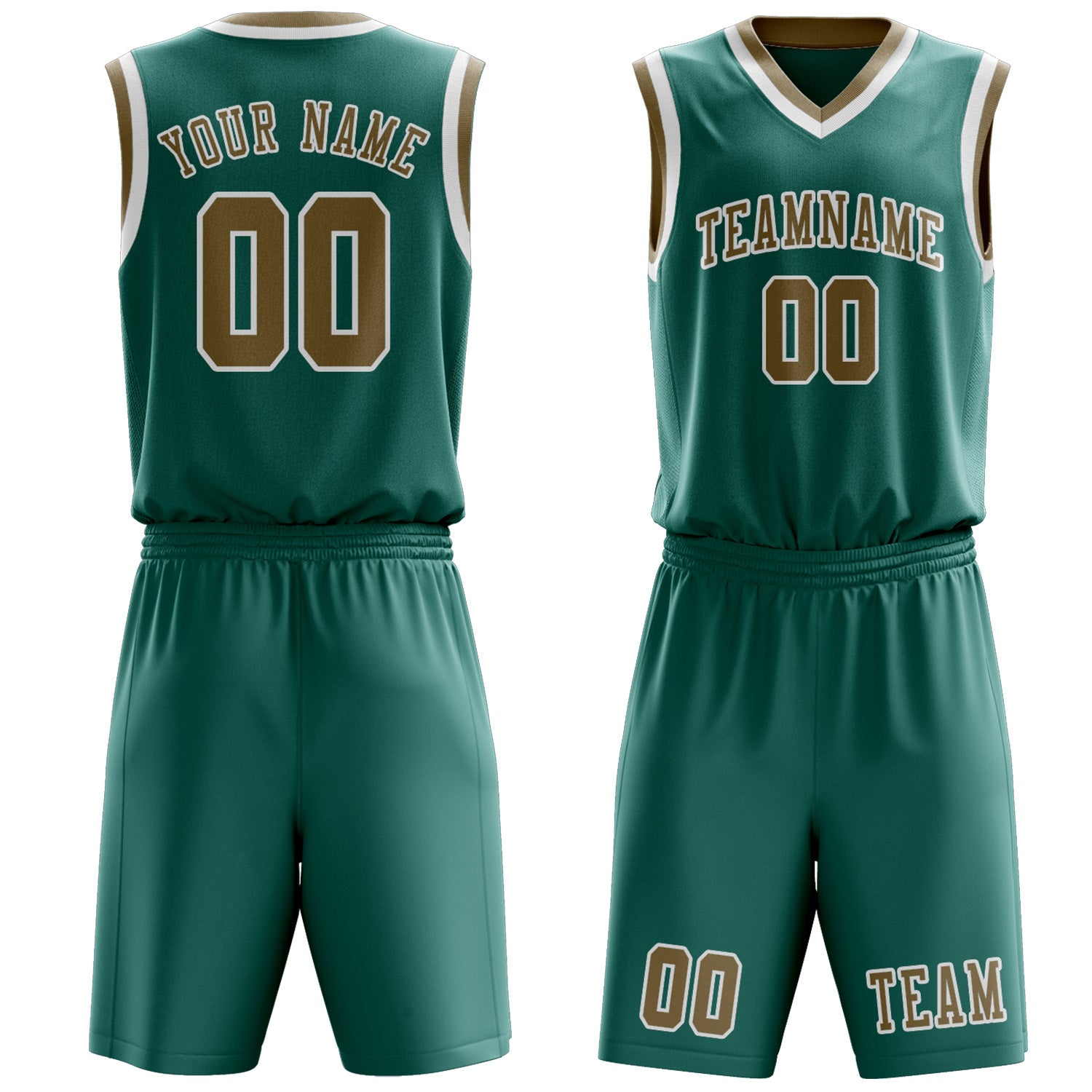 Benutzerdefiniertes Professionelles Blaugrün Hellkhaki Basketballtrikot-Set