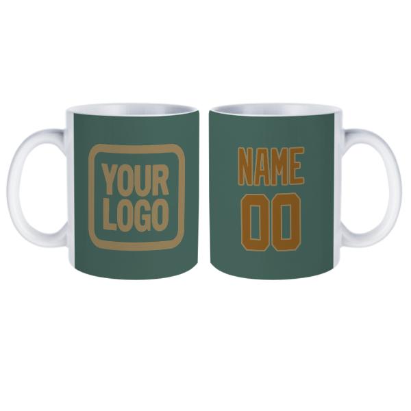 Tazza personalizzata color verde acqua e cachi