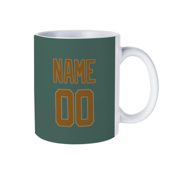 Tazza personalizzata color verde acqua e cachi