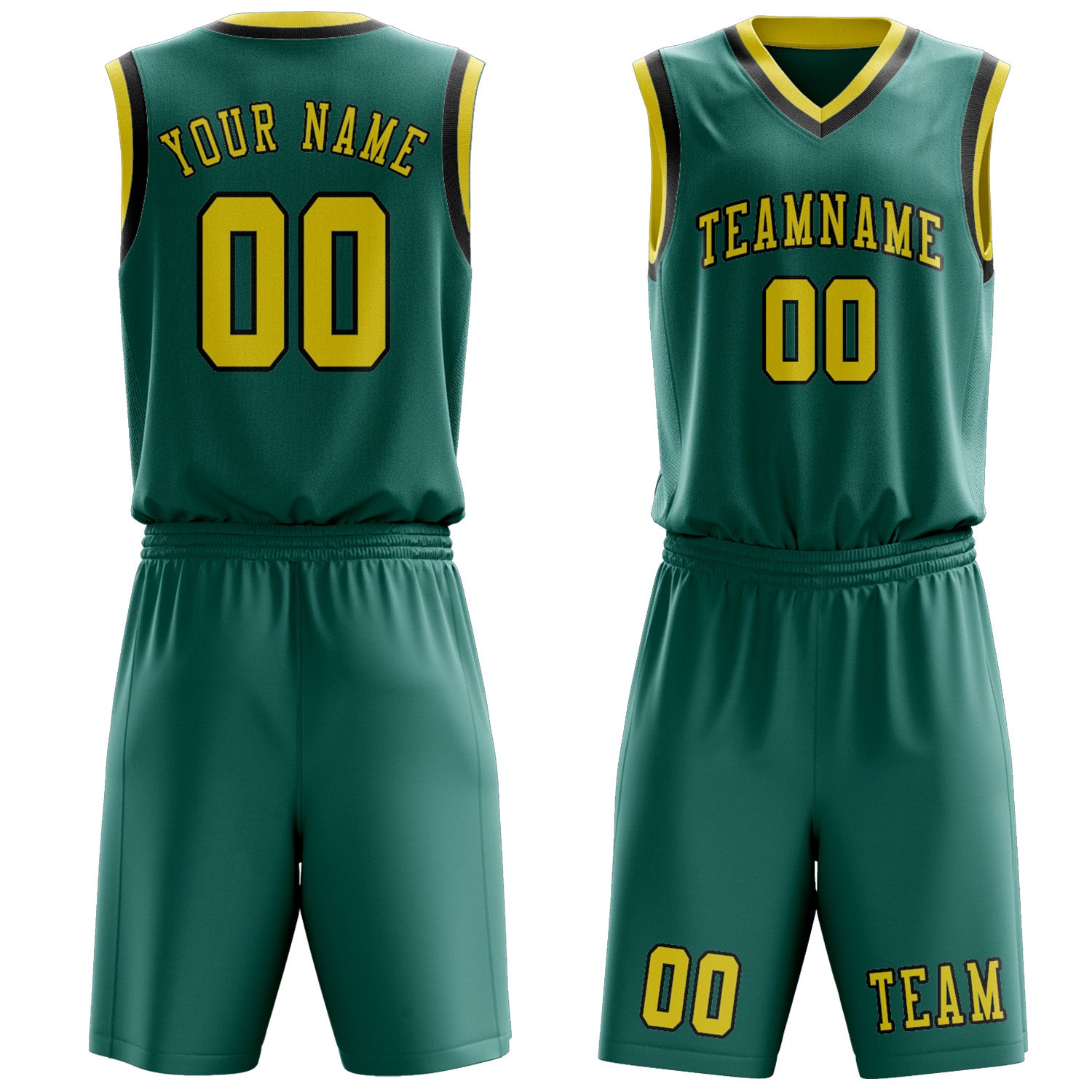 Benutzerdefiniertes Professionelles Blaugrün Blassgelb Basketballtrikot-Set