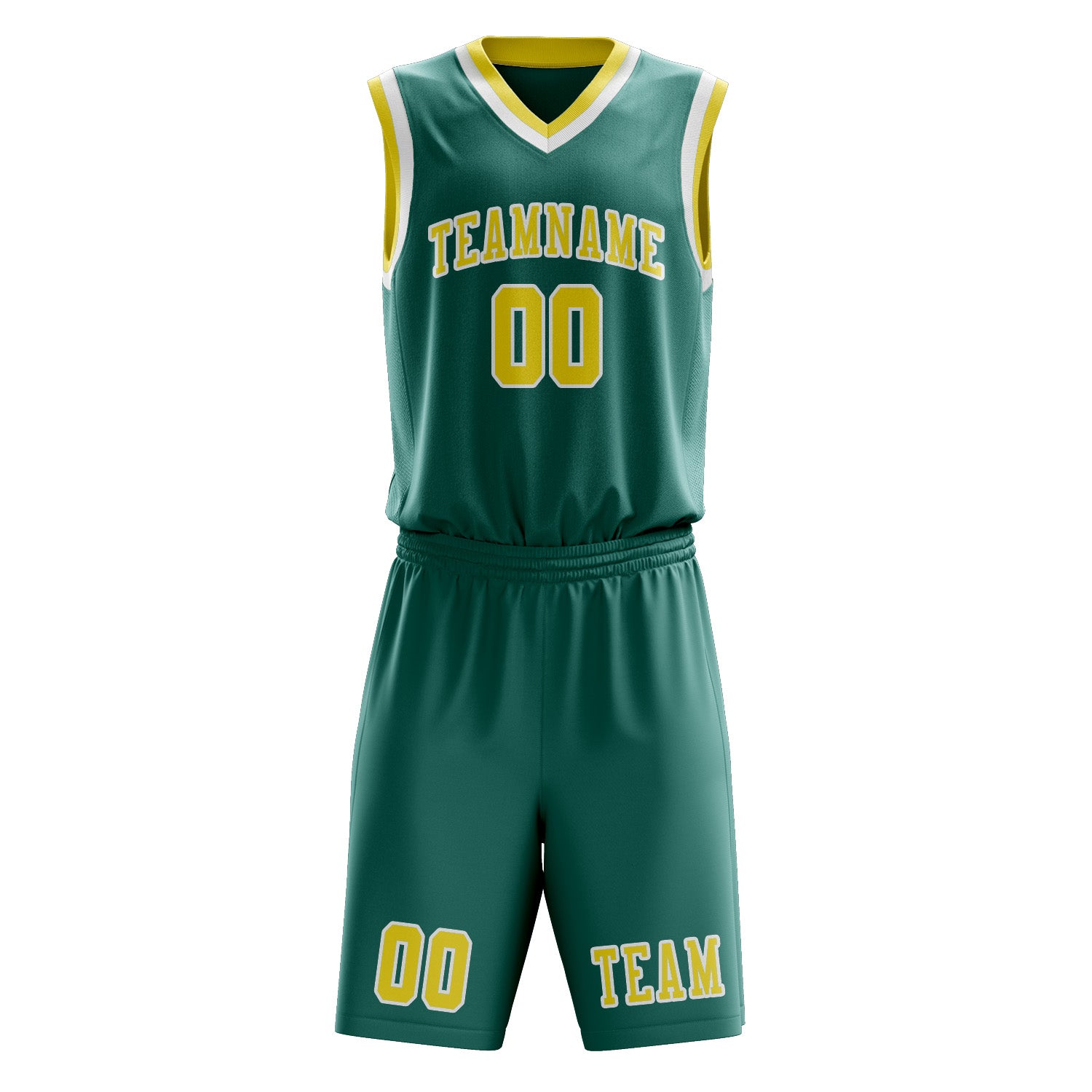 Benutzerdefiniertes Professionelles Blaugrün Blassgelb Basketballtrikot-Set