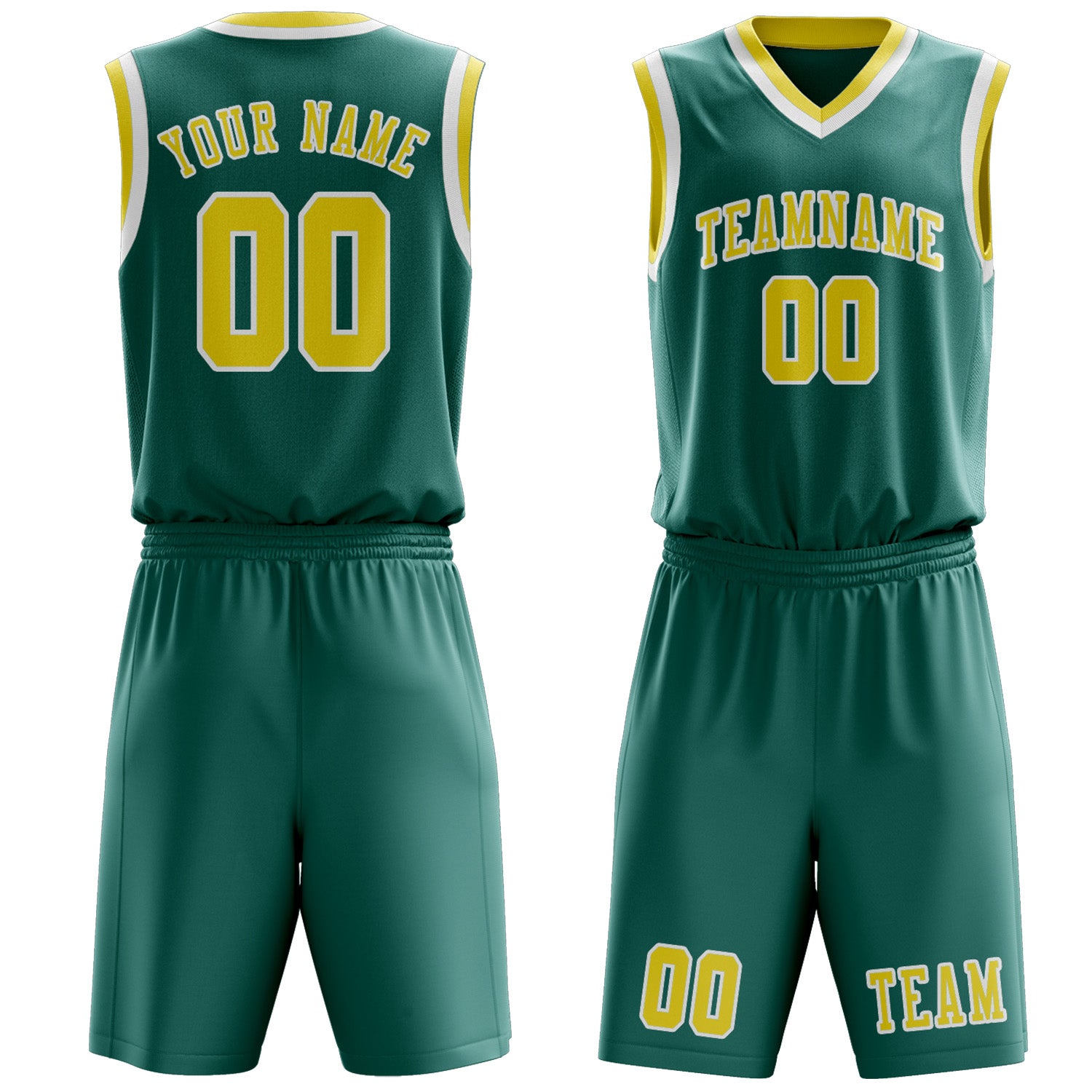 Benutzerdefiniertes Professionelles Blaugrün Blassgelb Basketballtrikot-Set