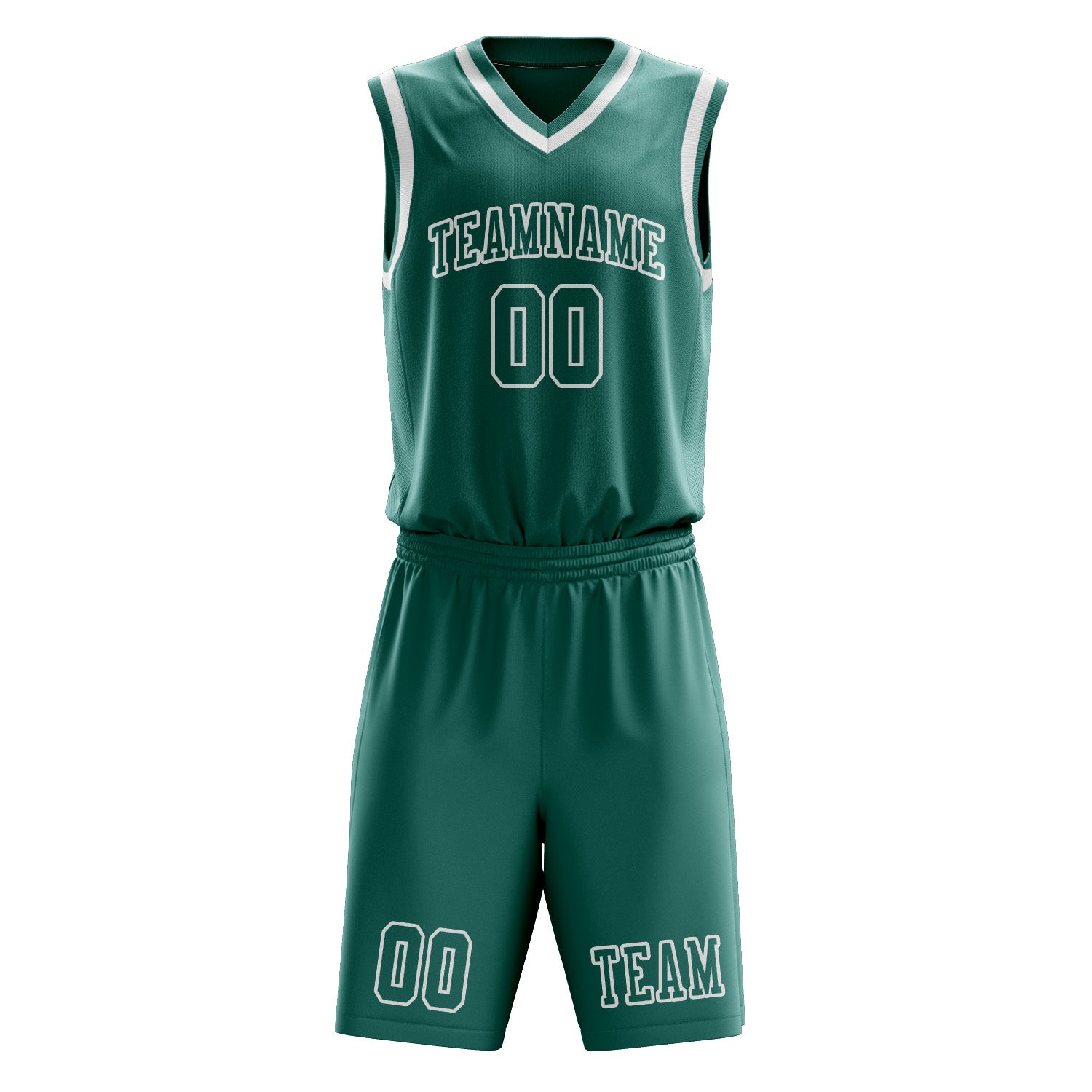 Benutzerdefiniertes Professionelles Blaugrün Weiß Basketballtrikot-Set