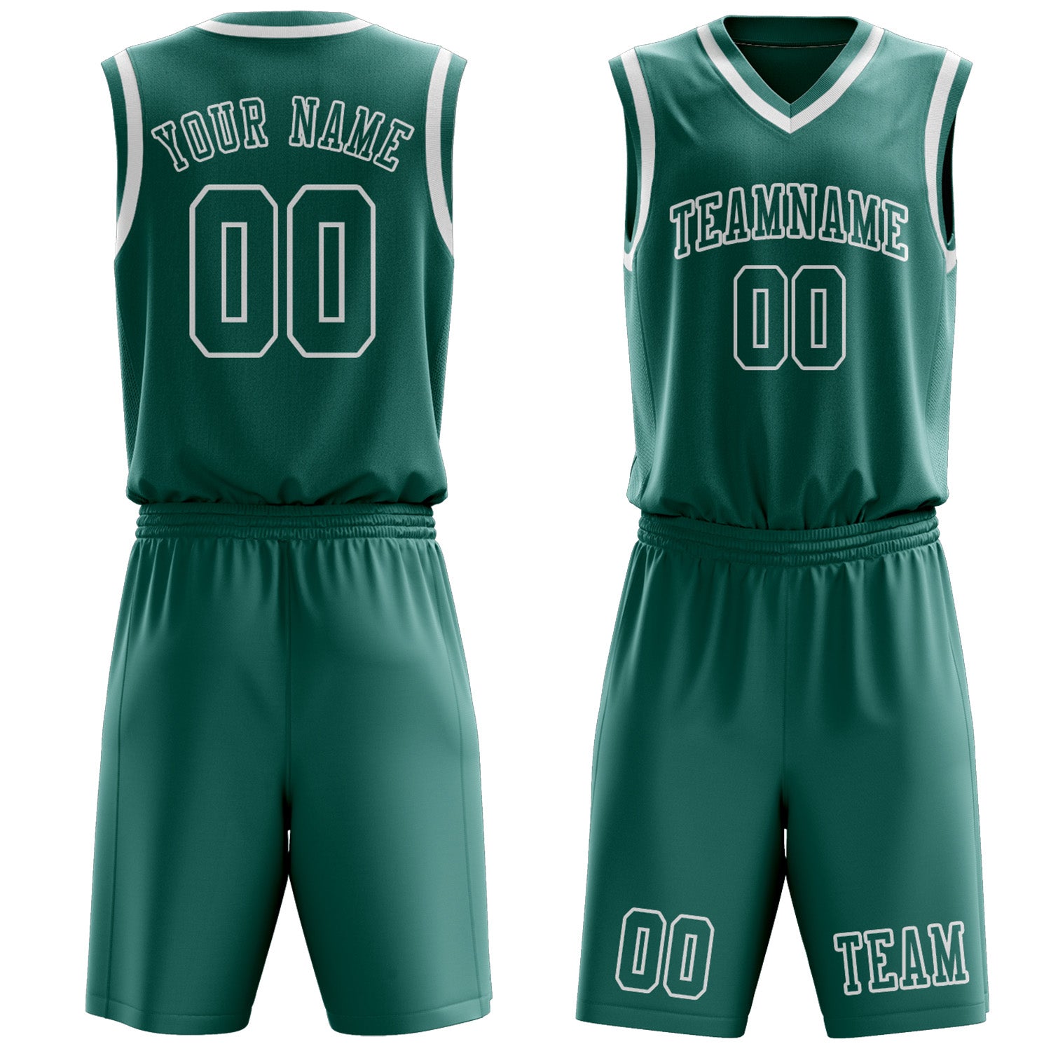 Benutzerdefiniertes Professionelles Blaugrün Weiß Basketballtrikot-Set