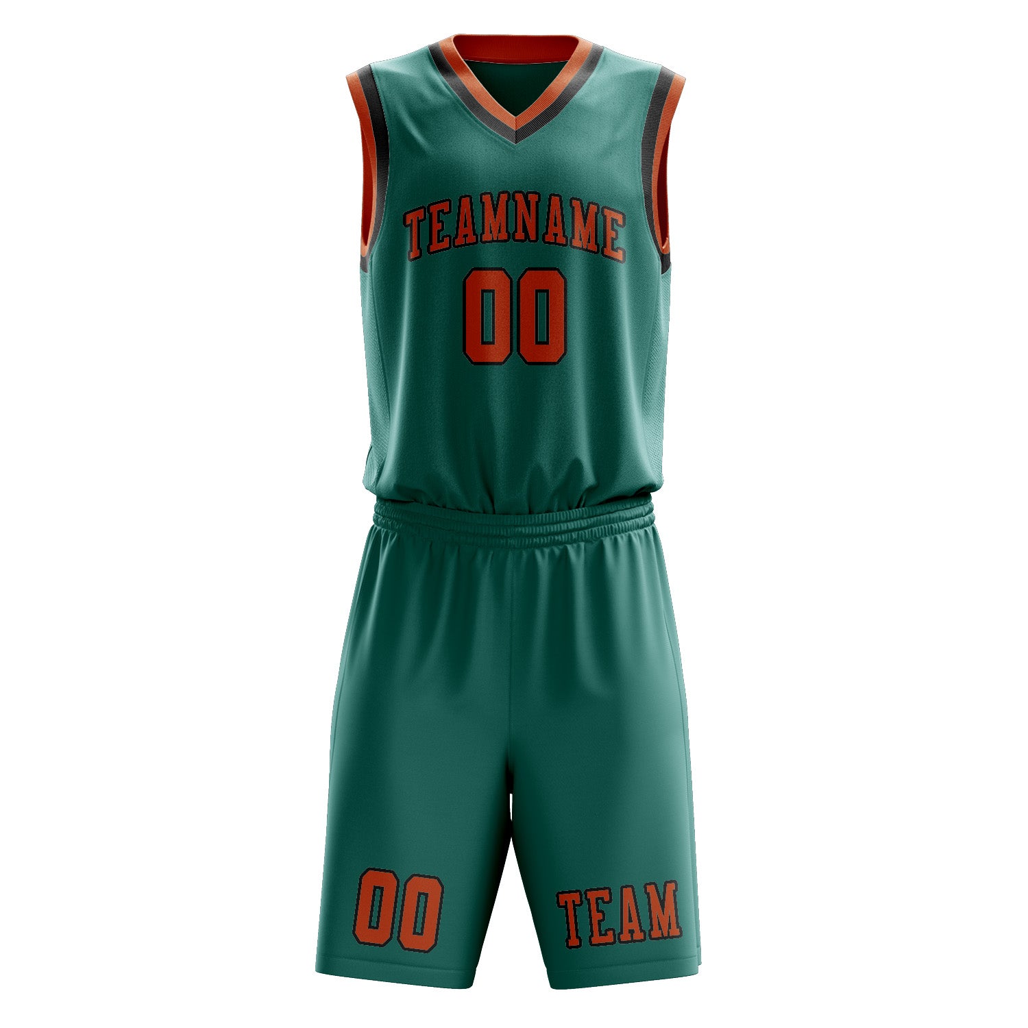 Benutzerdefiniertes Professionelles Blaugrün Orange Basketballtrikot-Set