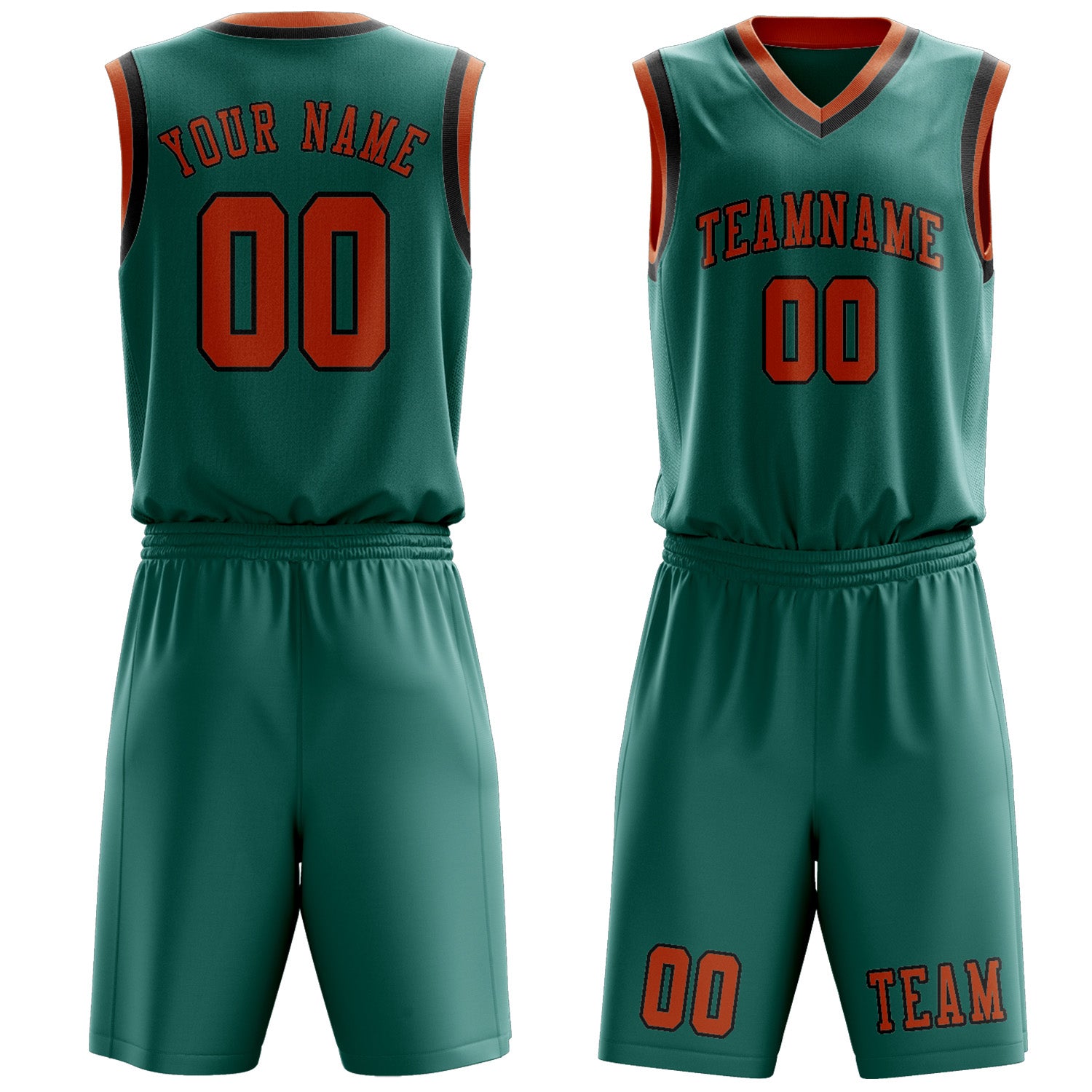 Benutzerdefiniertes Professionelles Blaugrün Orange Basketballtrikot-Set