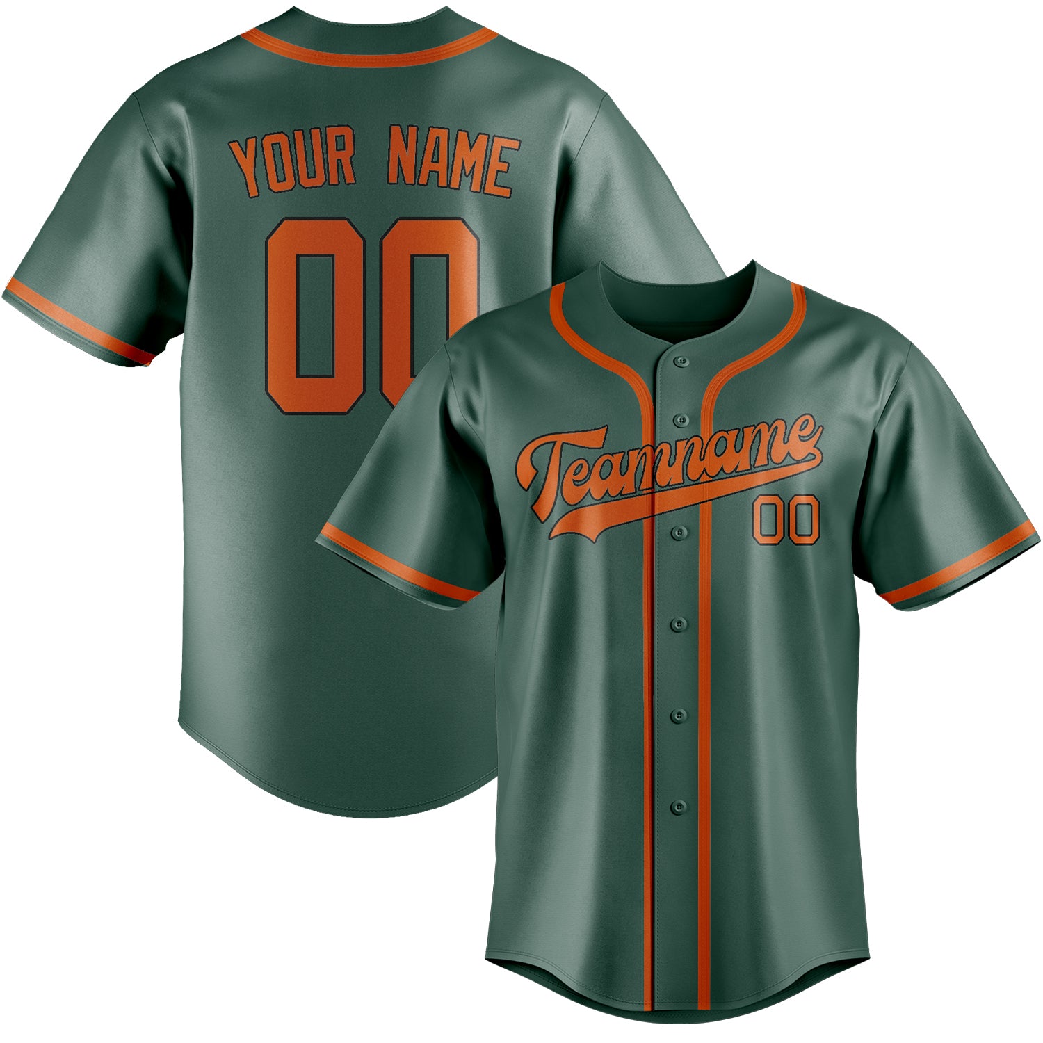 Benutzerdefiniertes Professionelles Blaugrün Orange Baseballtrikot
