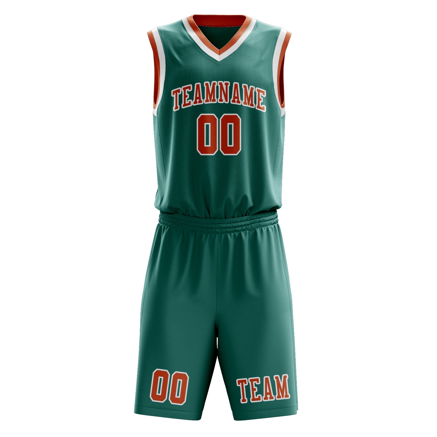 Benutzerdefiniertes Professionelles Blaugrün Orange Basketballtrikot-Set