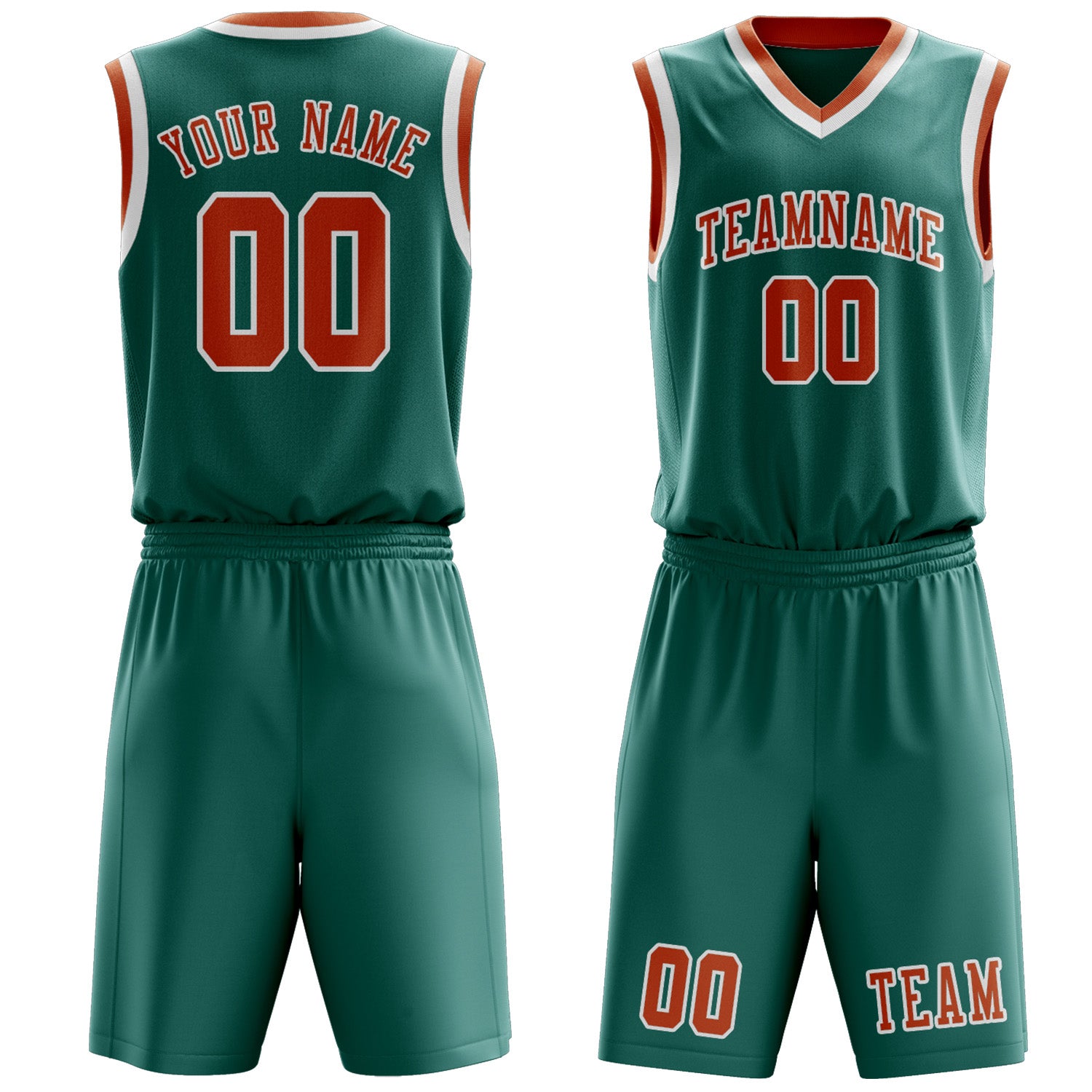 Benutzerdefiniertes Professionelles Blaugrün Orange Basketballtrikot-Set