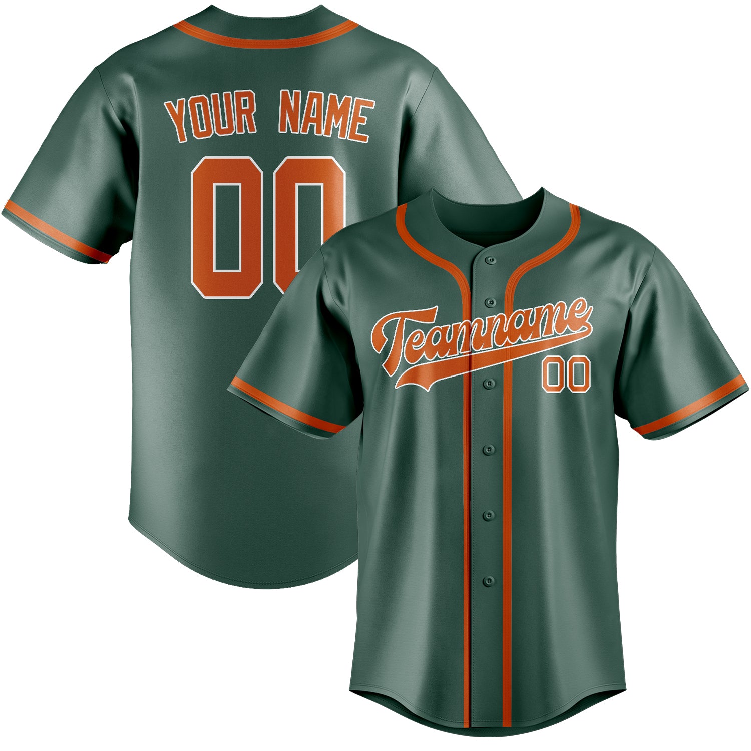 Benutzerdefiniertes Professionelles Blaugrün Orange Baseballtrikot