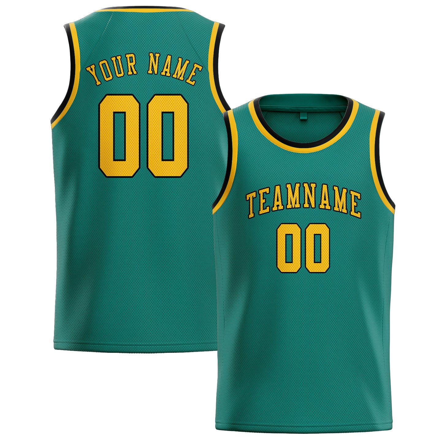 Benutzerdefiniertes Professionelles Blaugrün Gold Basketballtrikot