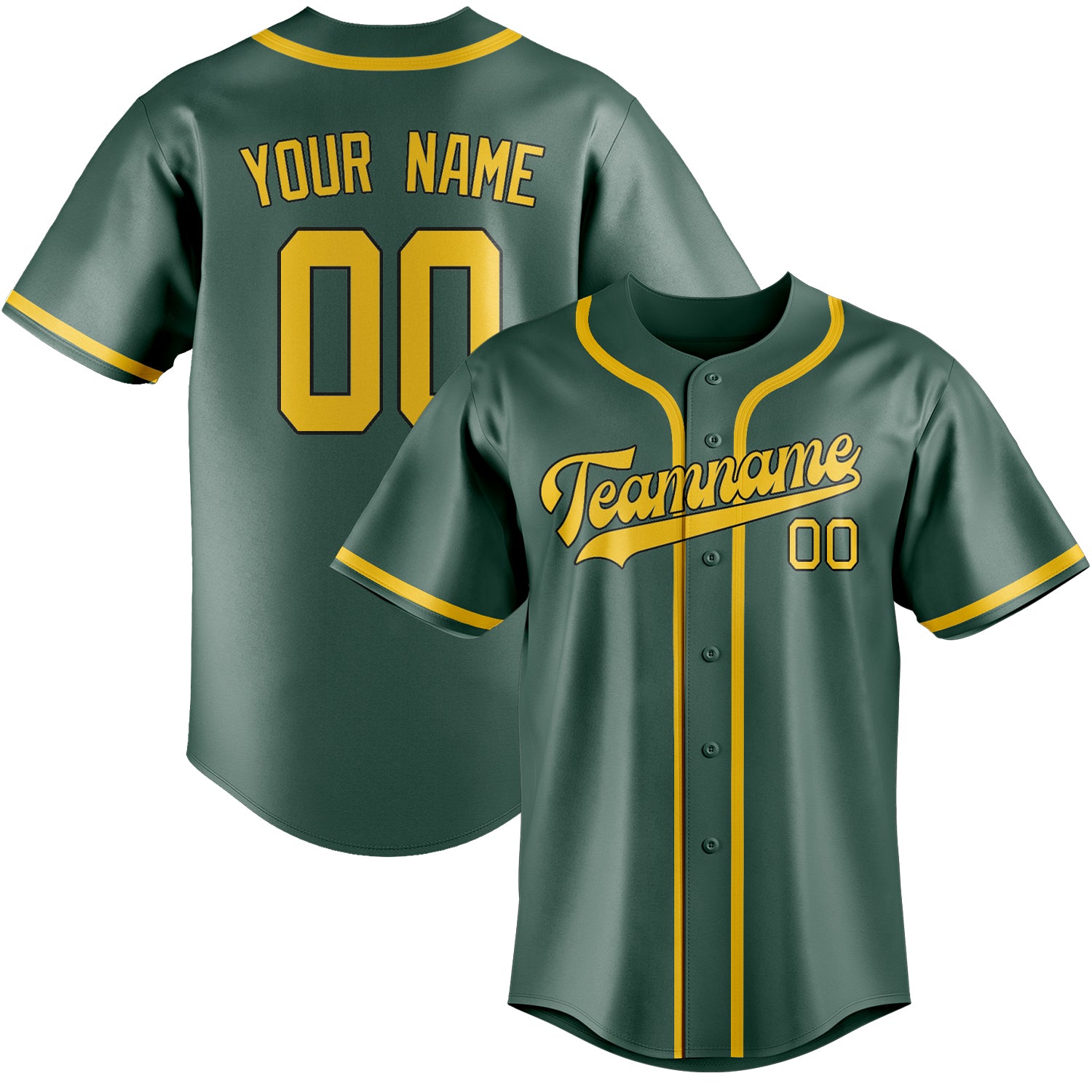 Benutzerdefiniertes Professionelles Blaugrün Gold Baseballtrikot