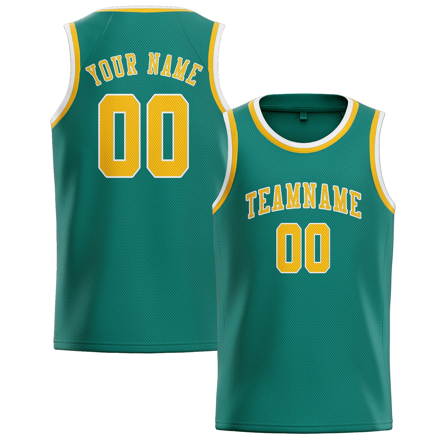 Benutzerdefiniertes Professionelles Blaugrün Gold Basketballtrikot