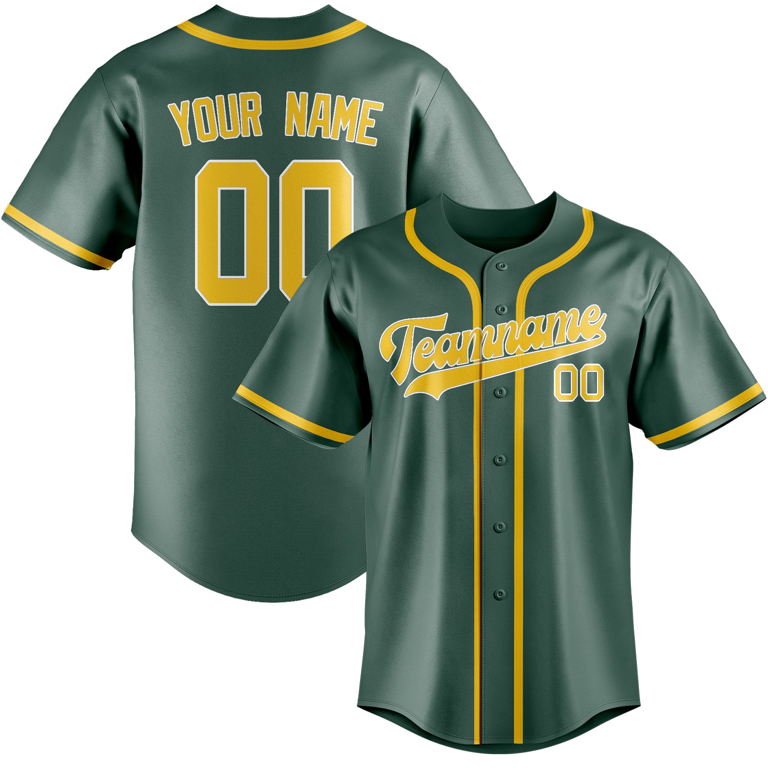 Benutzerdefiniertes Professionelles Blaugrün Gold Baseballtrikot