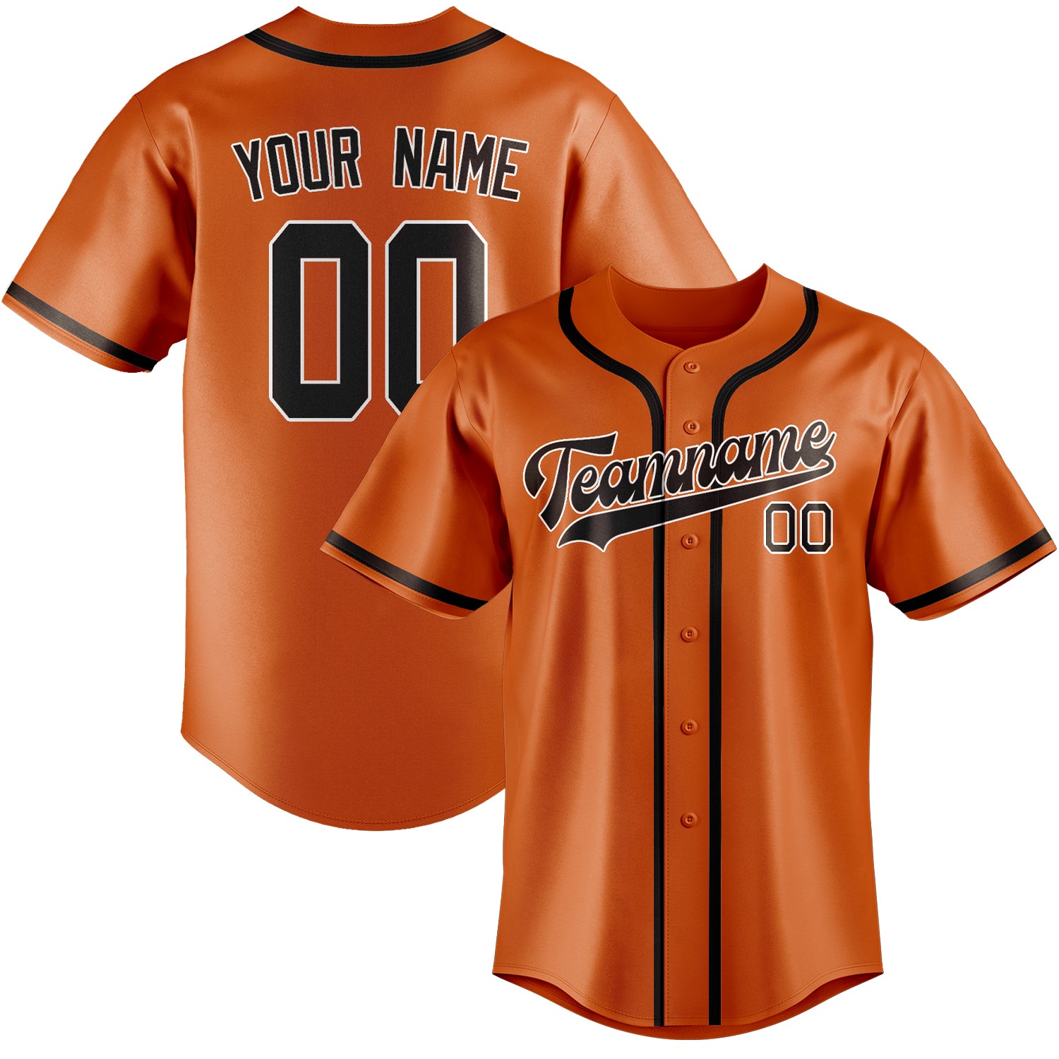 Benutzerdefiniertes Professionelles Orange Braun Baseballtrikot