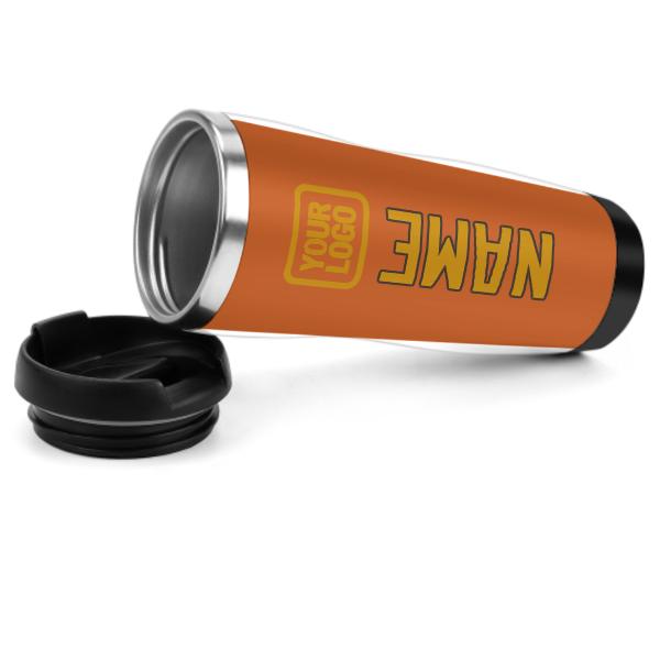 Tazza personalizzata in acciaio inossidabile arancione e giallo