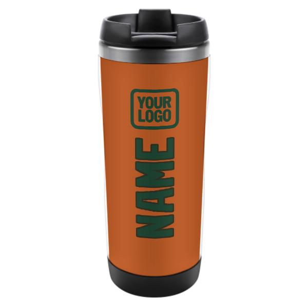 Bicchiere personalizzato in acciaio inossidabile color arancione e verde muschio