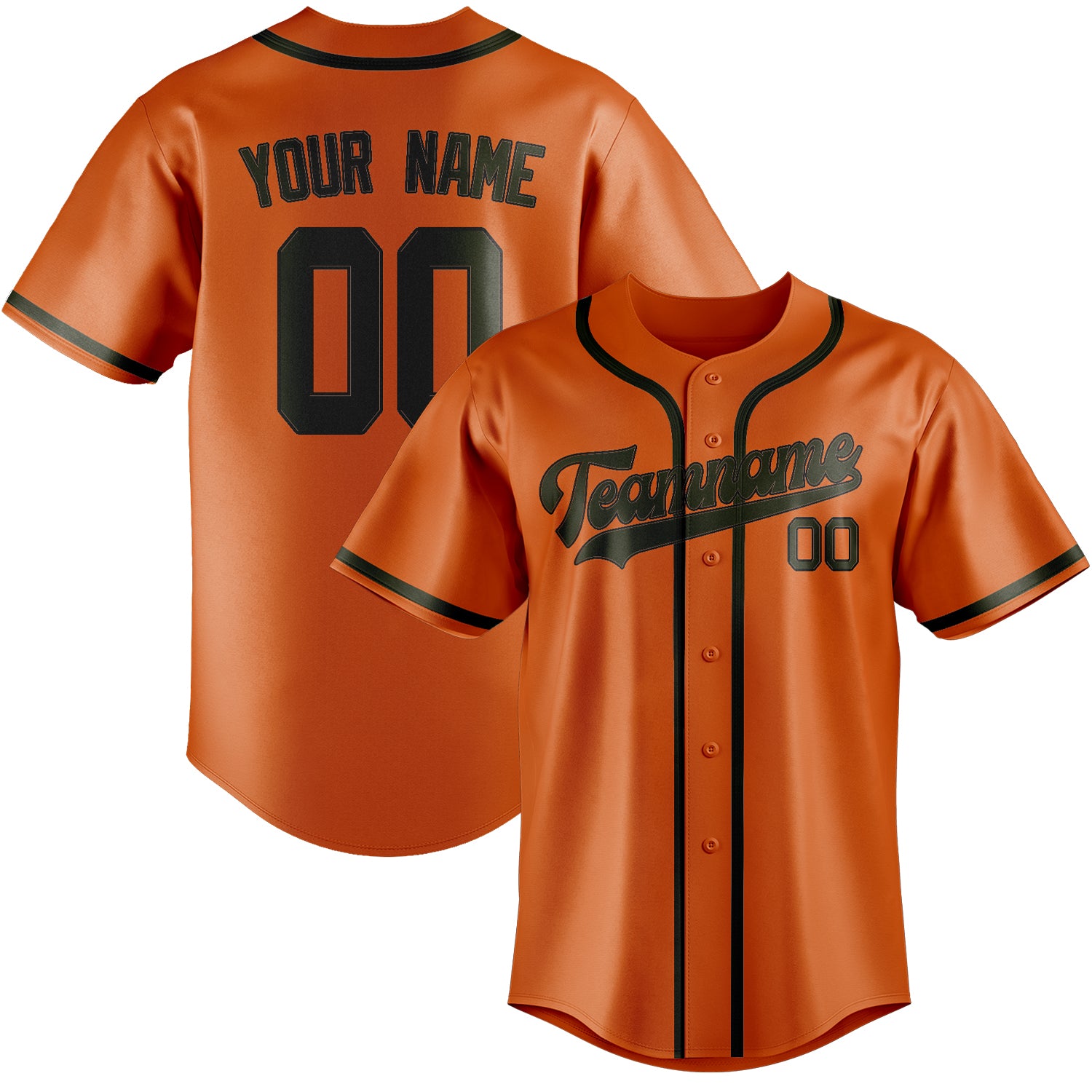 Benutzerdefiniertes Professionelles Orange Dunkles Oliv Baseballtrikot