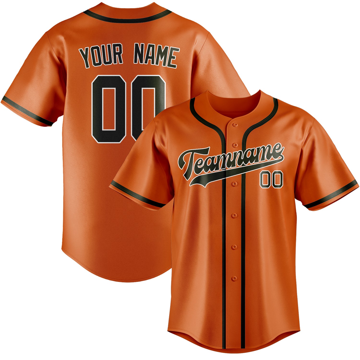 Benutzerdefiniertes Professionelles Orange Dunkles Oliv Baseballtrikot