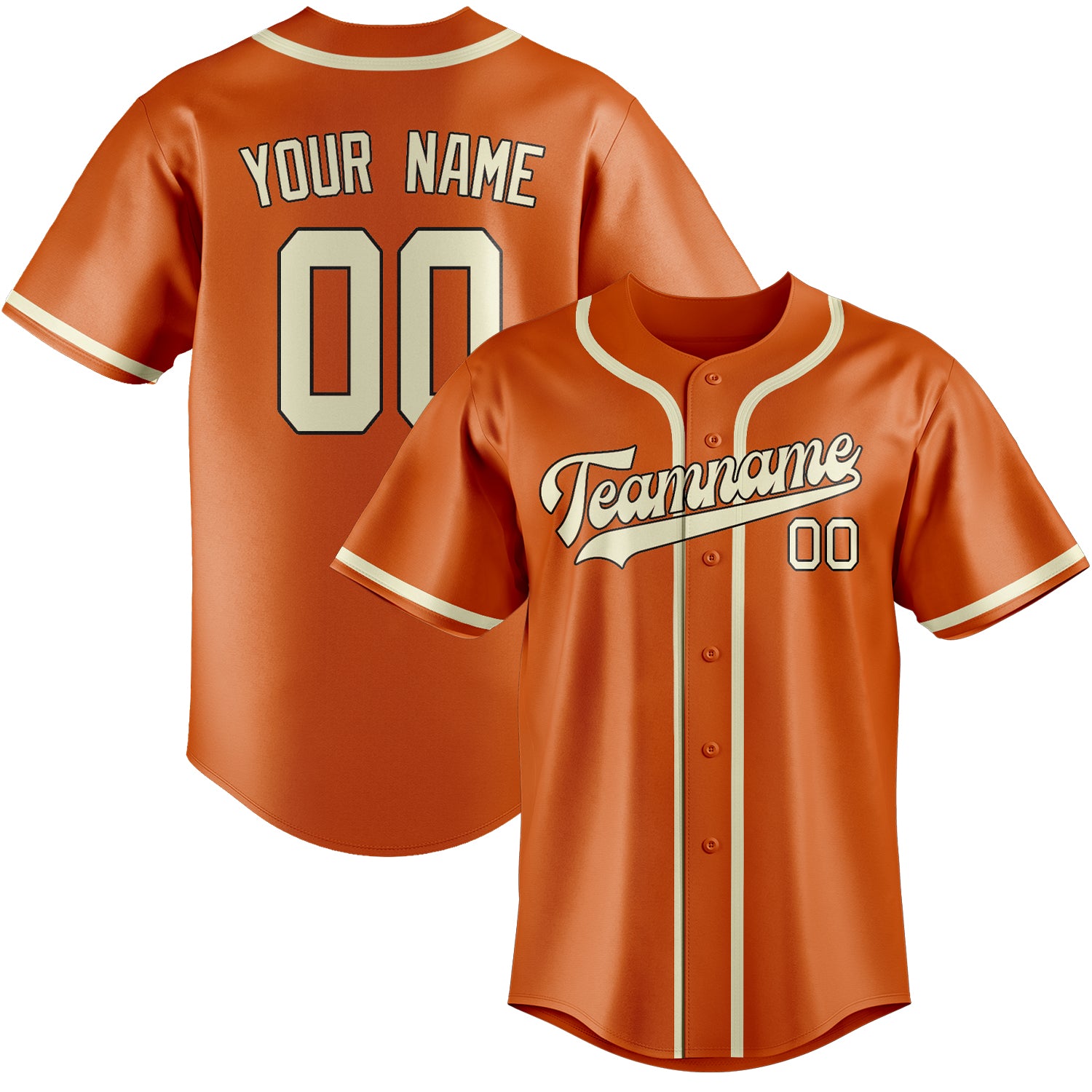 Benutzerdefiniertes Professionelles Orange Beige Baseballtrikot
