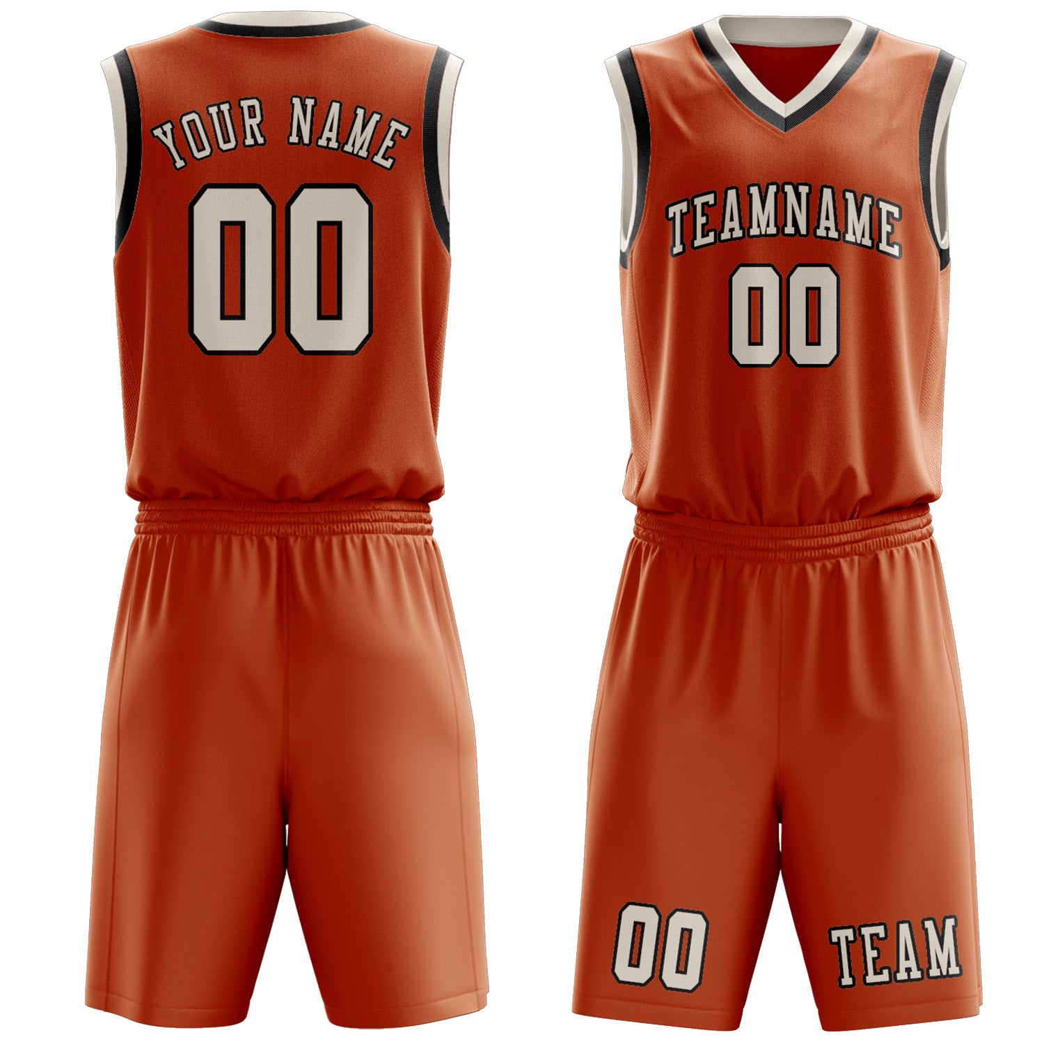 Benutzerdefiniertes Professionelles Orange Beige Basketballtrikot-Set