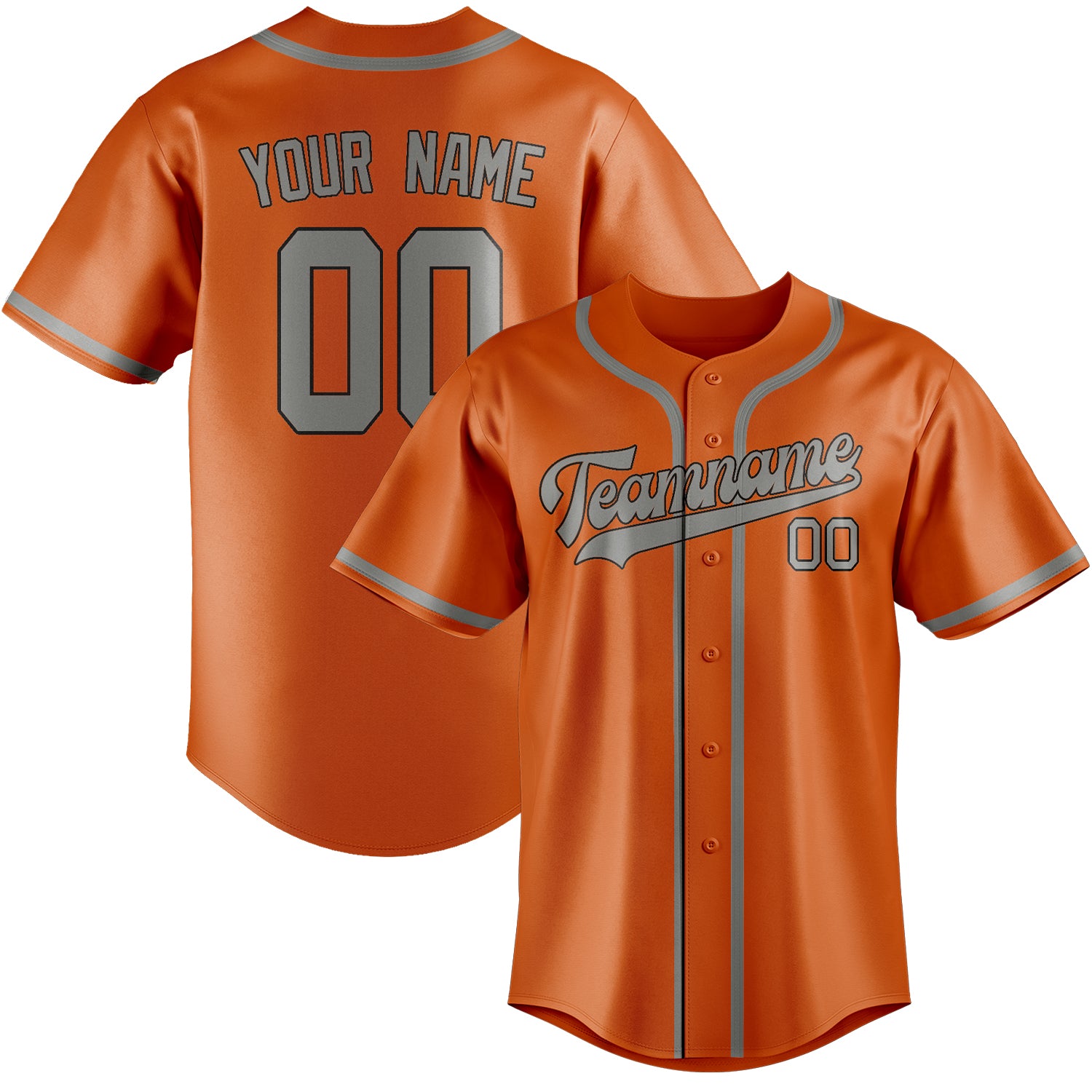 Benutzerdefiniertes Professionelles Orange Grau Baseballtrikot