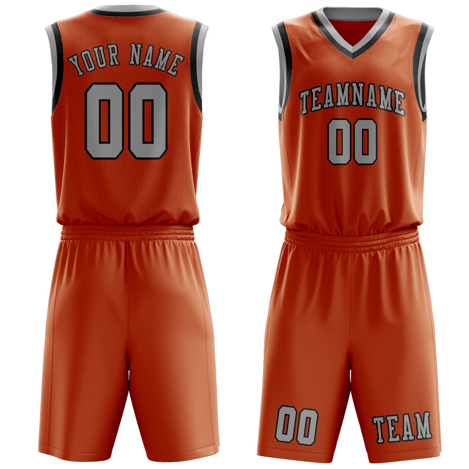Benutzerdefiniertes Professionelles Orange Grau Basketballtrikot-Set