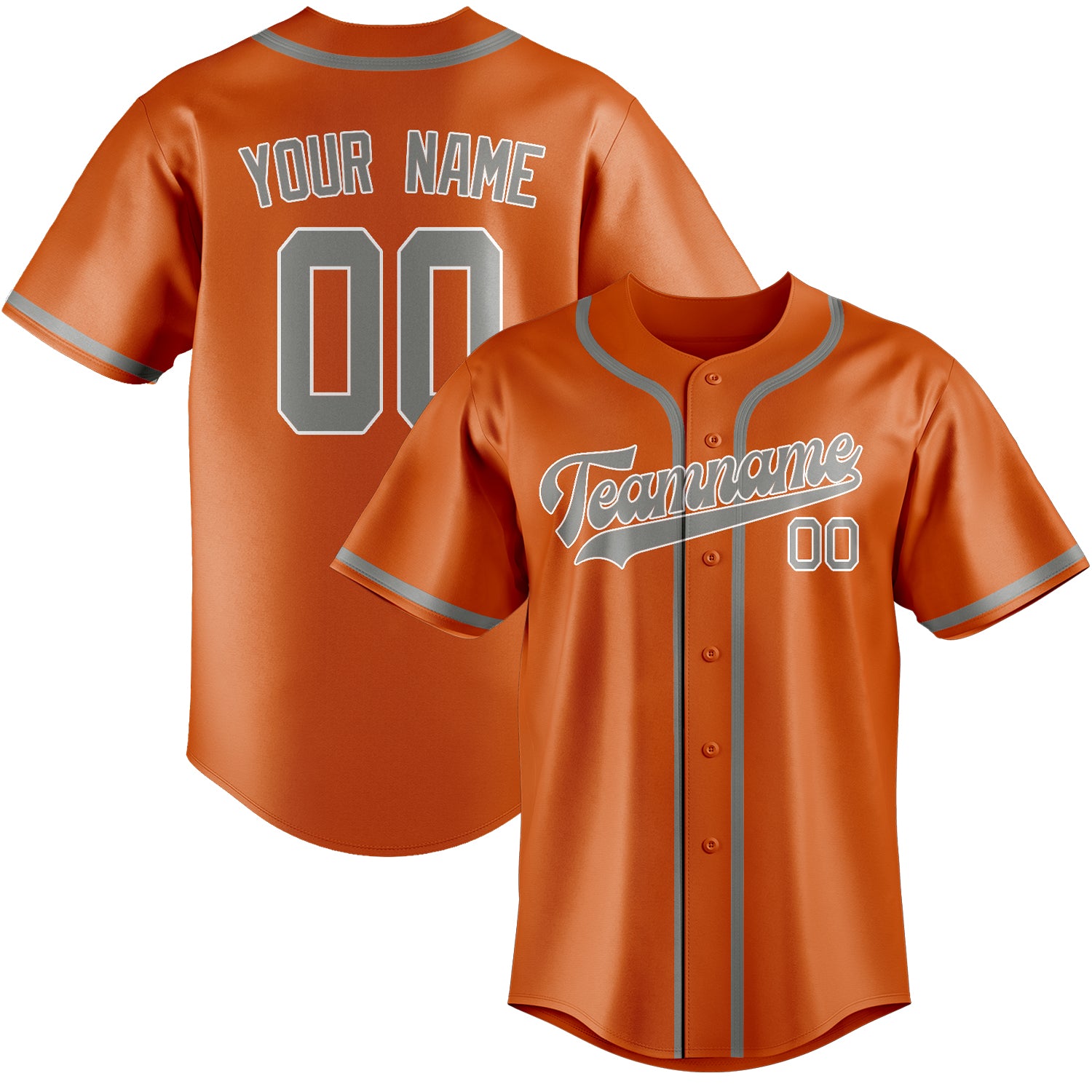 Benutzerdefiniertes Professionelles Orange Grau Baseballtrikot