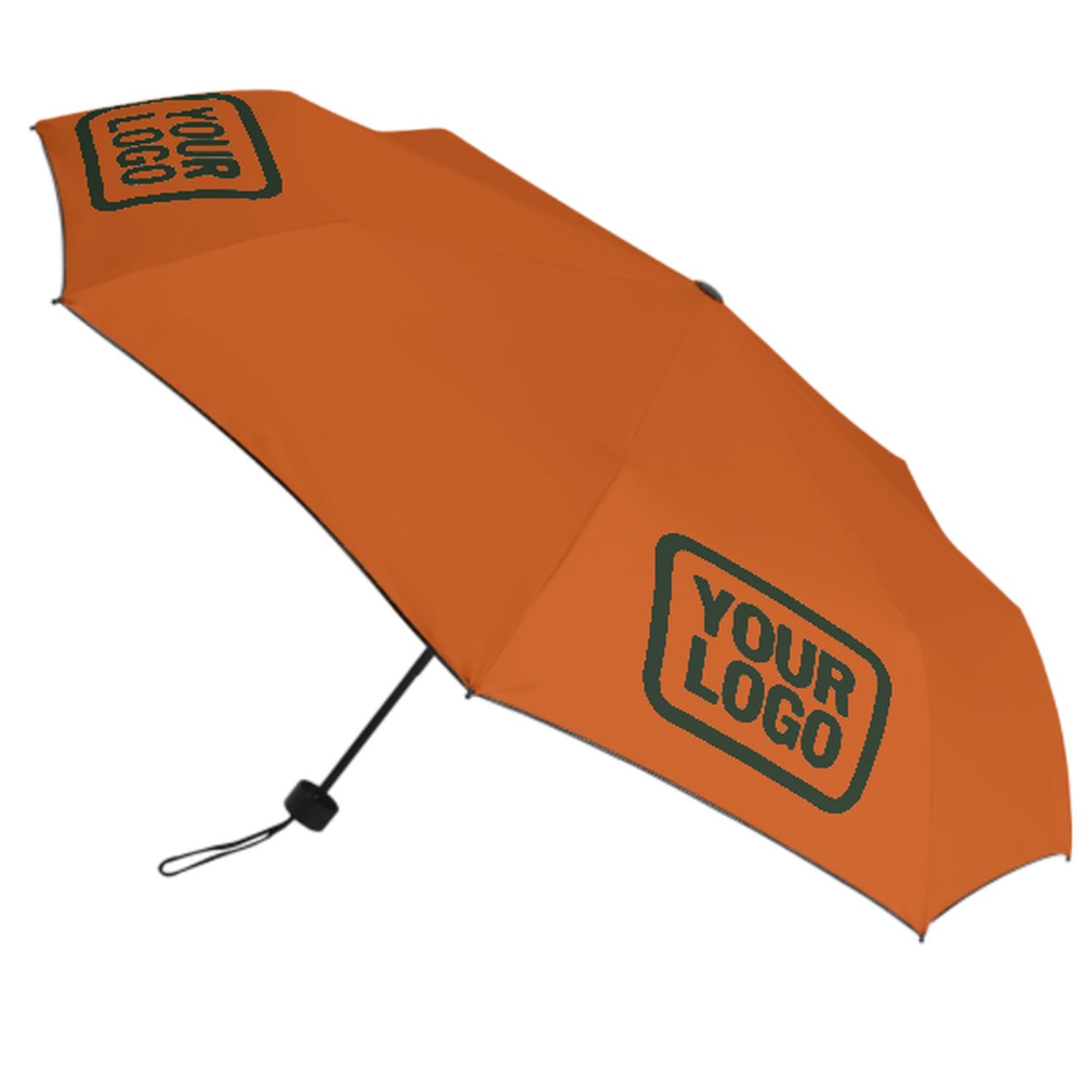 Maßgeschneidertes Orange Tannengrün Automatik-Regenschirm