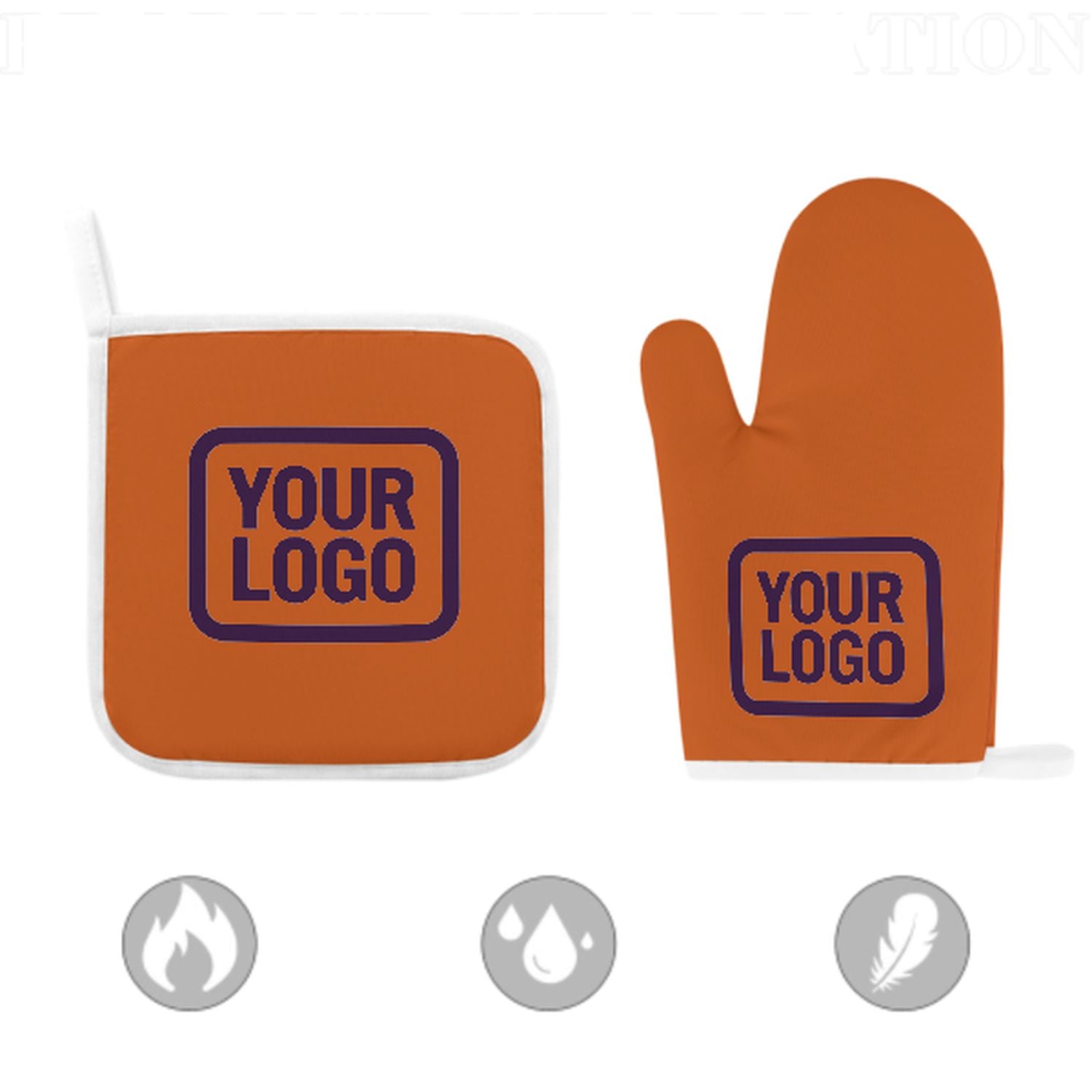 Maßgeschneidertes Orange  Lila Topfhandschuh Set – 2-teilig
