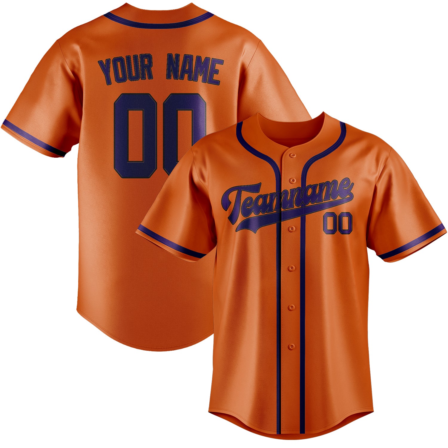 Benutzerdefiniertes Professionelles Orange Lila Baseballtrikot