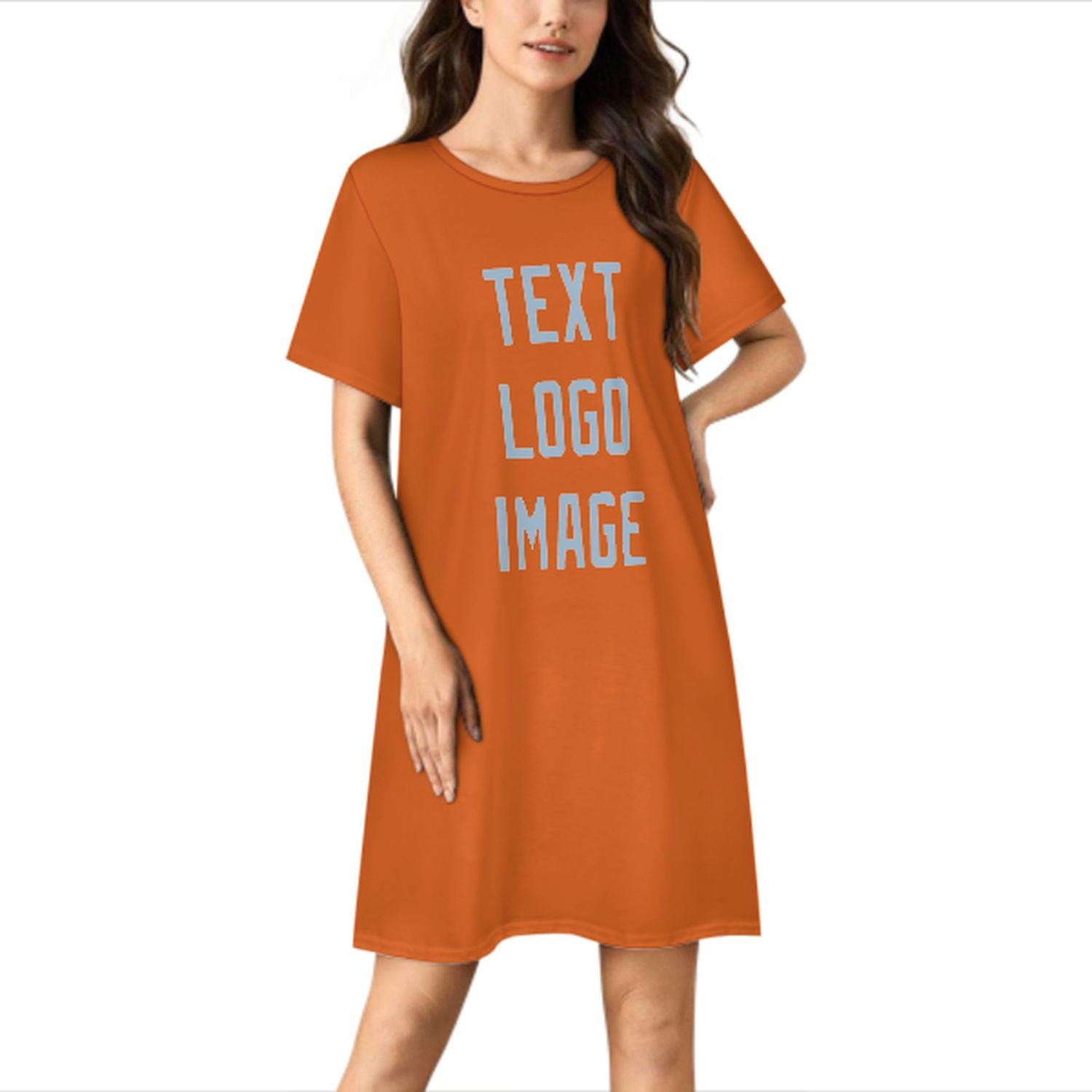 Maßgeschneidertes Orange Hellblau Nachthemd