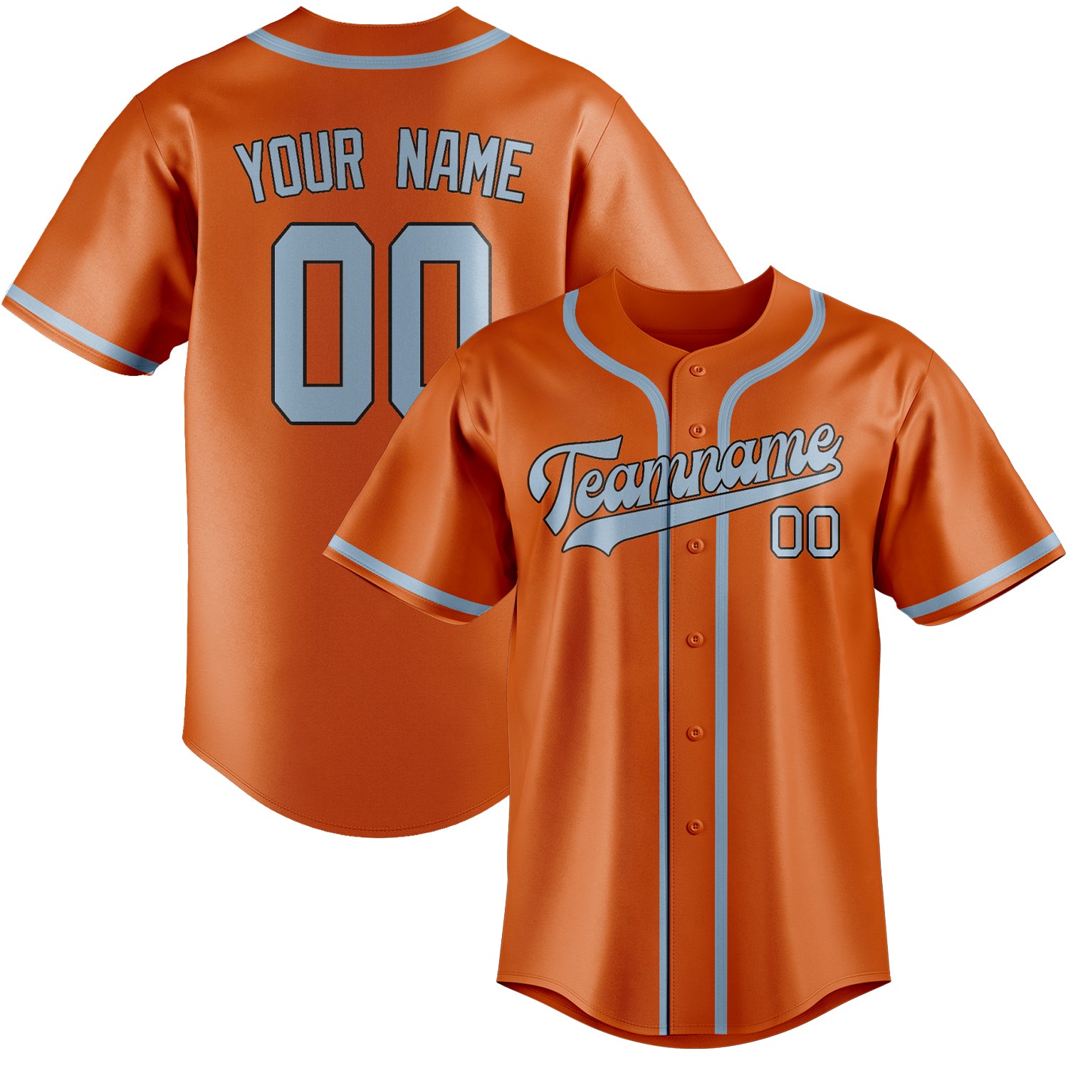 Benutzerdefiniertes Professionelles Orange Hellblau Baseballtrikot
