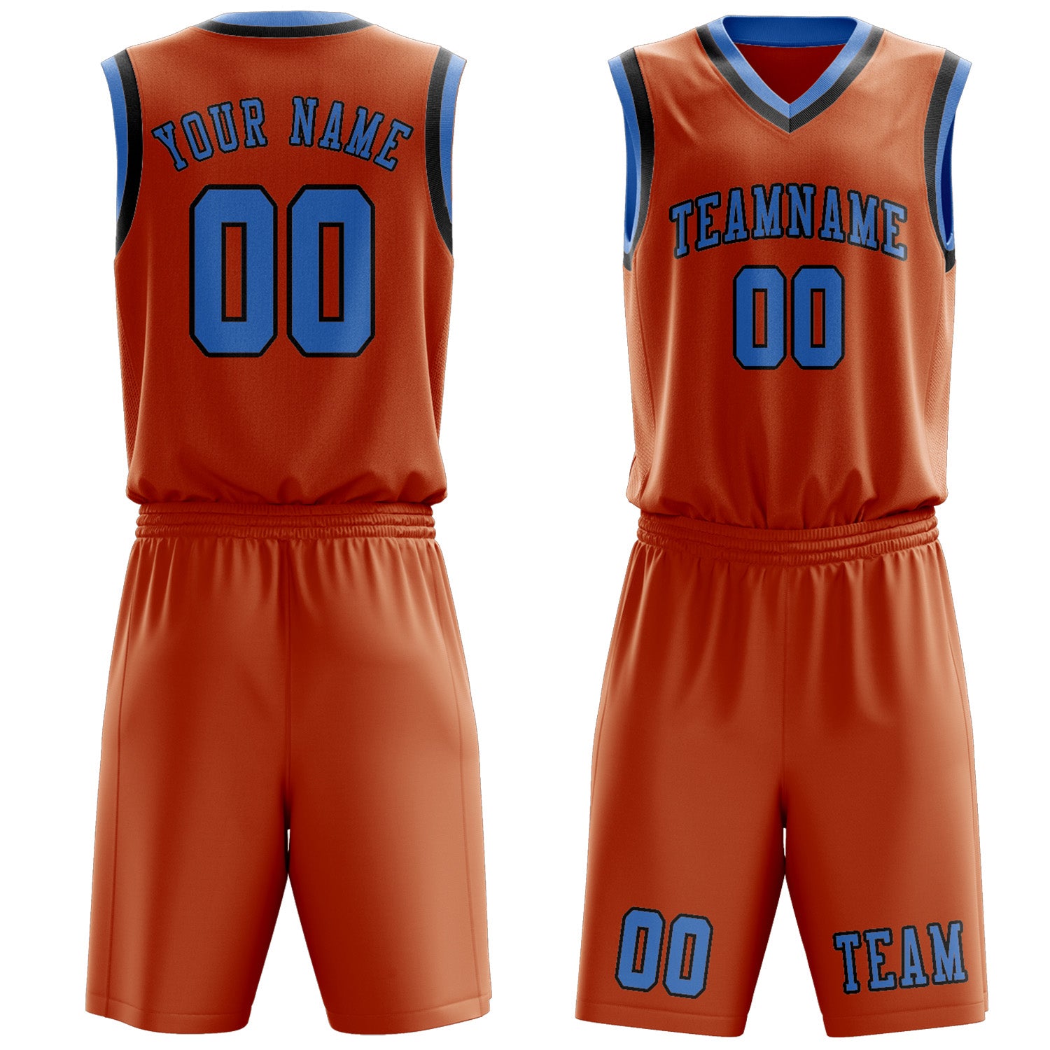 Benutzerdefiniertes Professionelles Orange Hellblau Basketballtrikot-Set