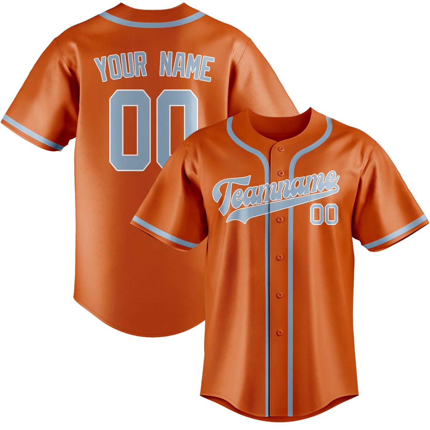 Benutzerdefiniertes Professionelles Orange Hellblau Baseballtrikot