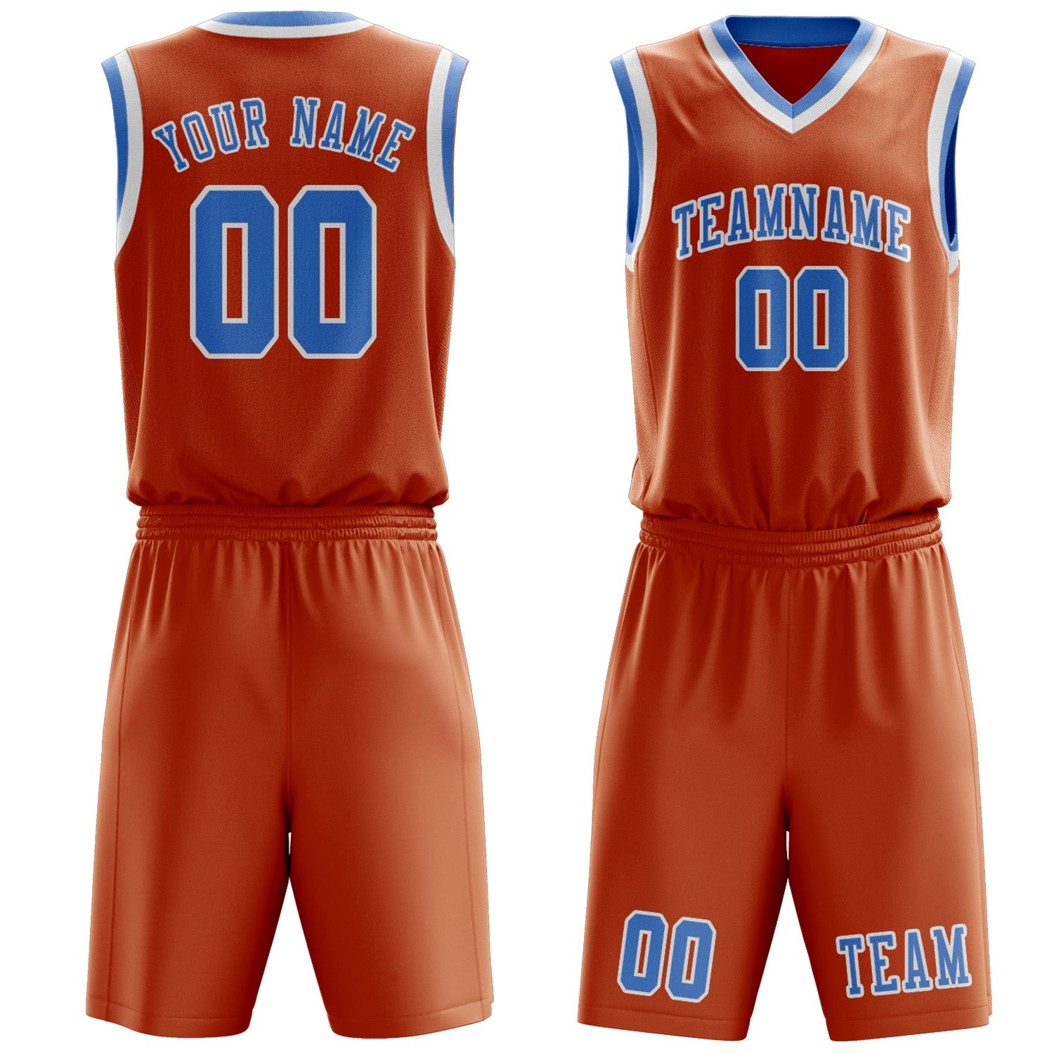 Benutzerdefiniertes Professionelles Orange Hellblau Basketballtrikot-Set