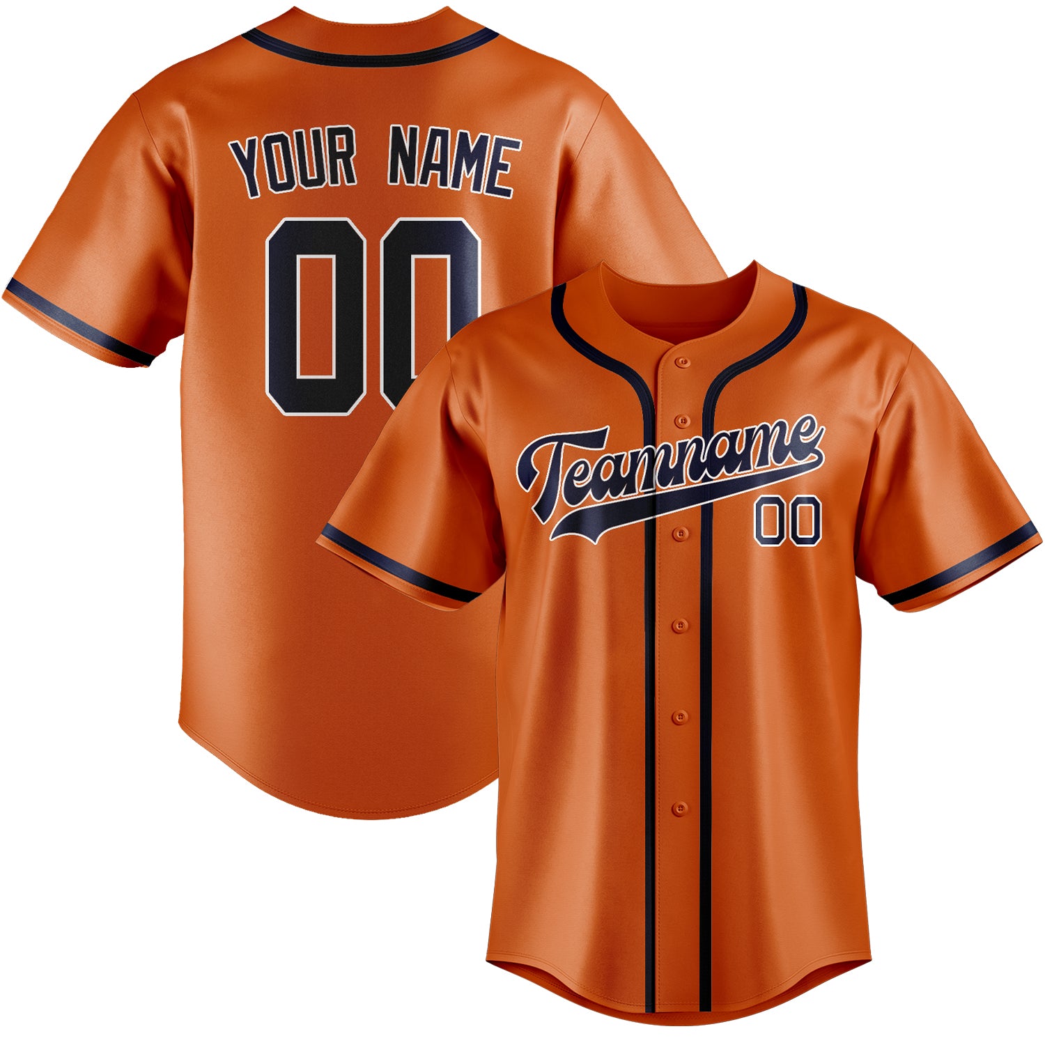 Benutzerdefiniertes Professionelles Orange Marineblau Baseballtrikot