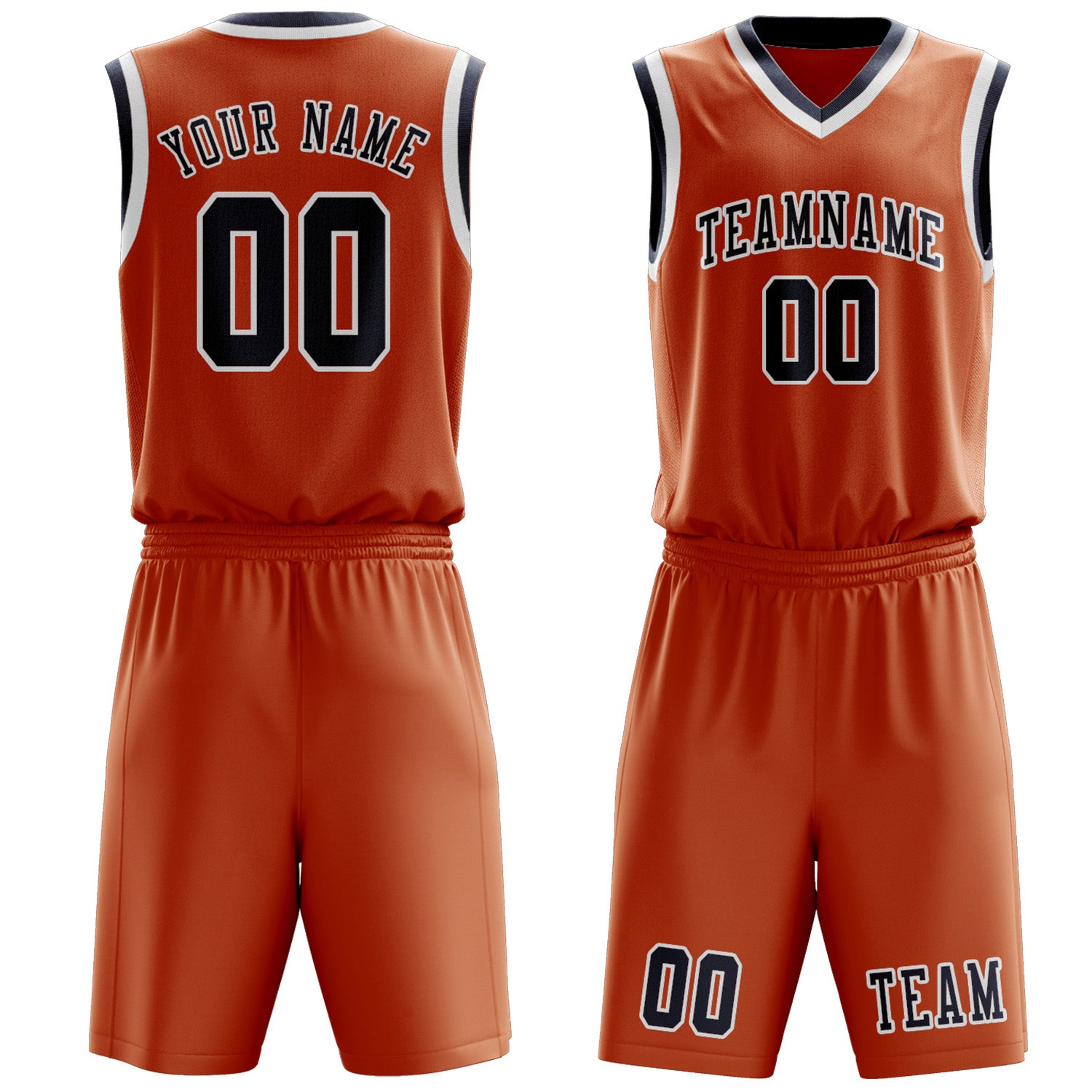 Benutzerdefiniertes Professionelles Orange Marineblau Basketballtrikot-Set