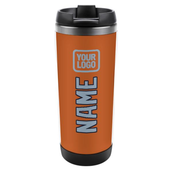 Tazza personalizzata in acciaio inossidabile arancione chiaro e azzurro