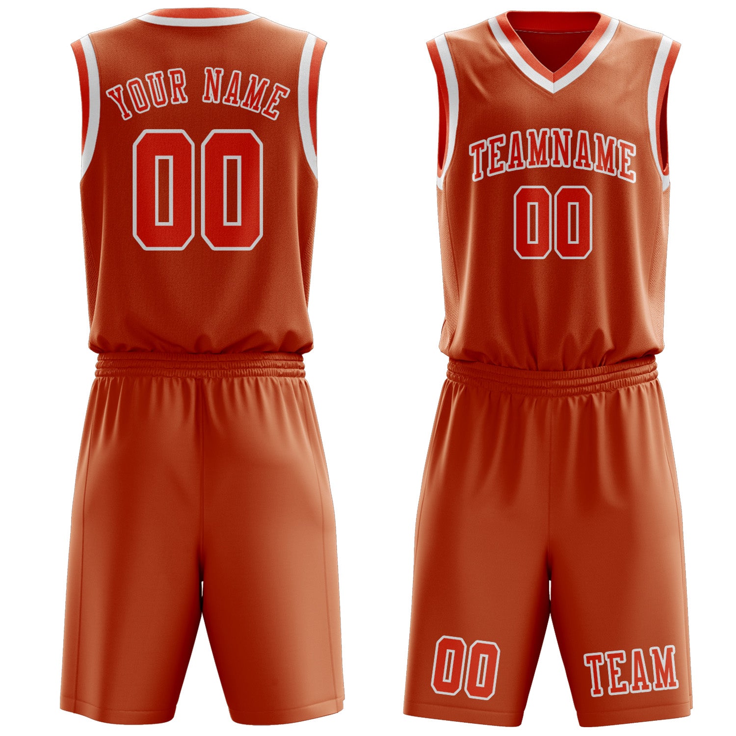Benutzerdefiniertes Professionelles Orange Orangerot Basketballtrikot-Set